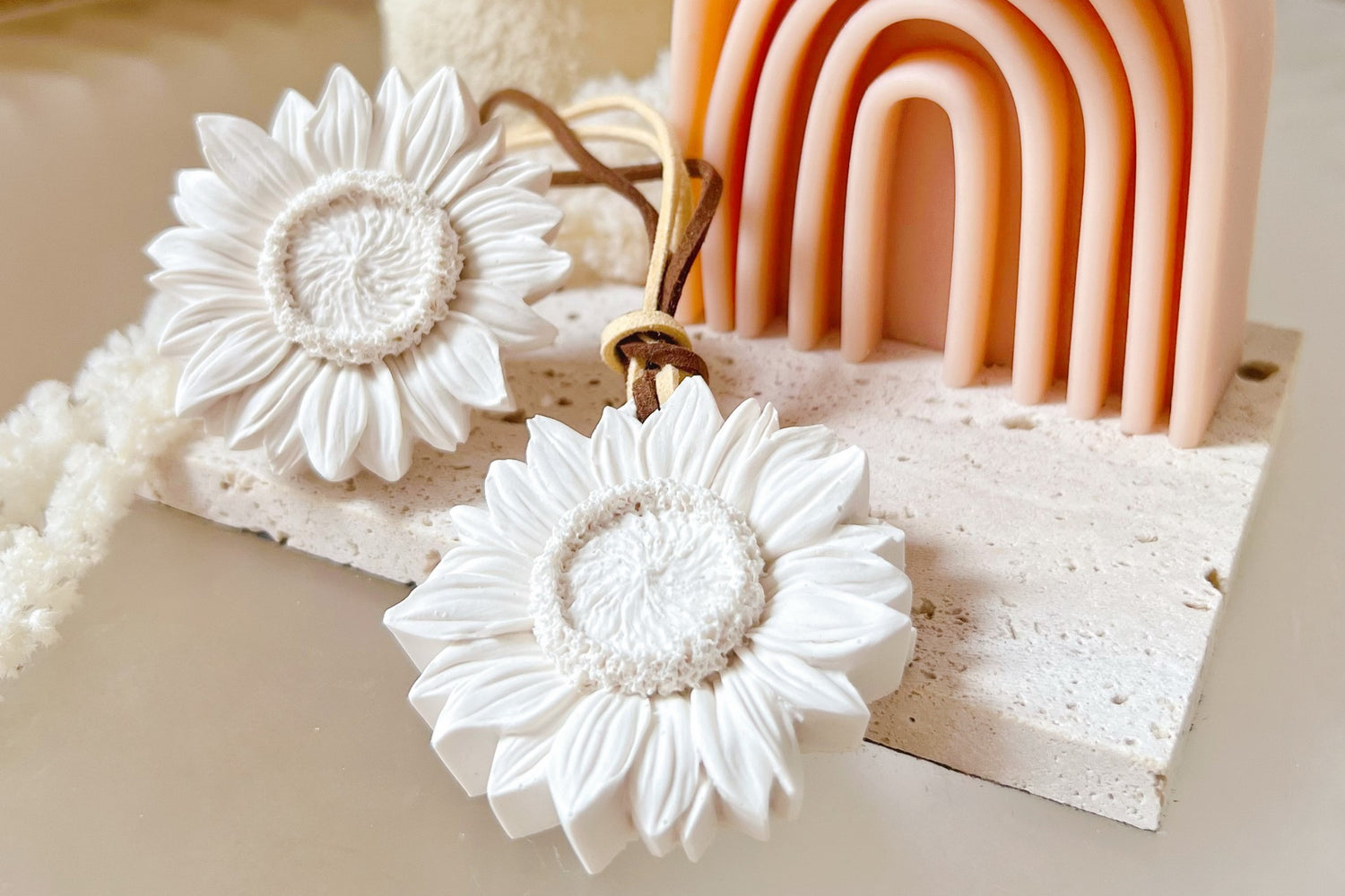 Sunflower Plaster Car Air Freshener, Car Vent Clip, Hanging Diffuser | LMJ Candles