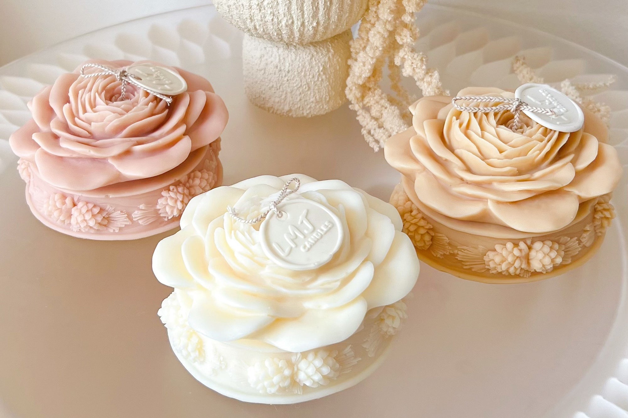 Large Blooming Rose Scented Soy Candle - LMJ Candles