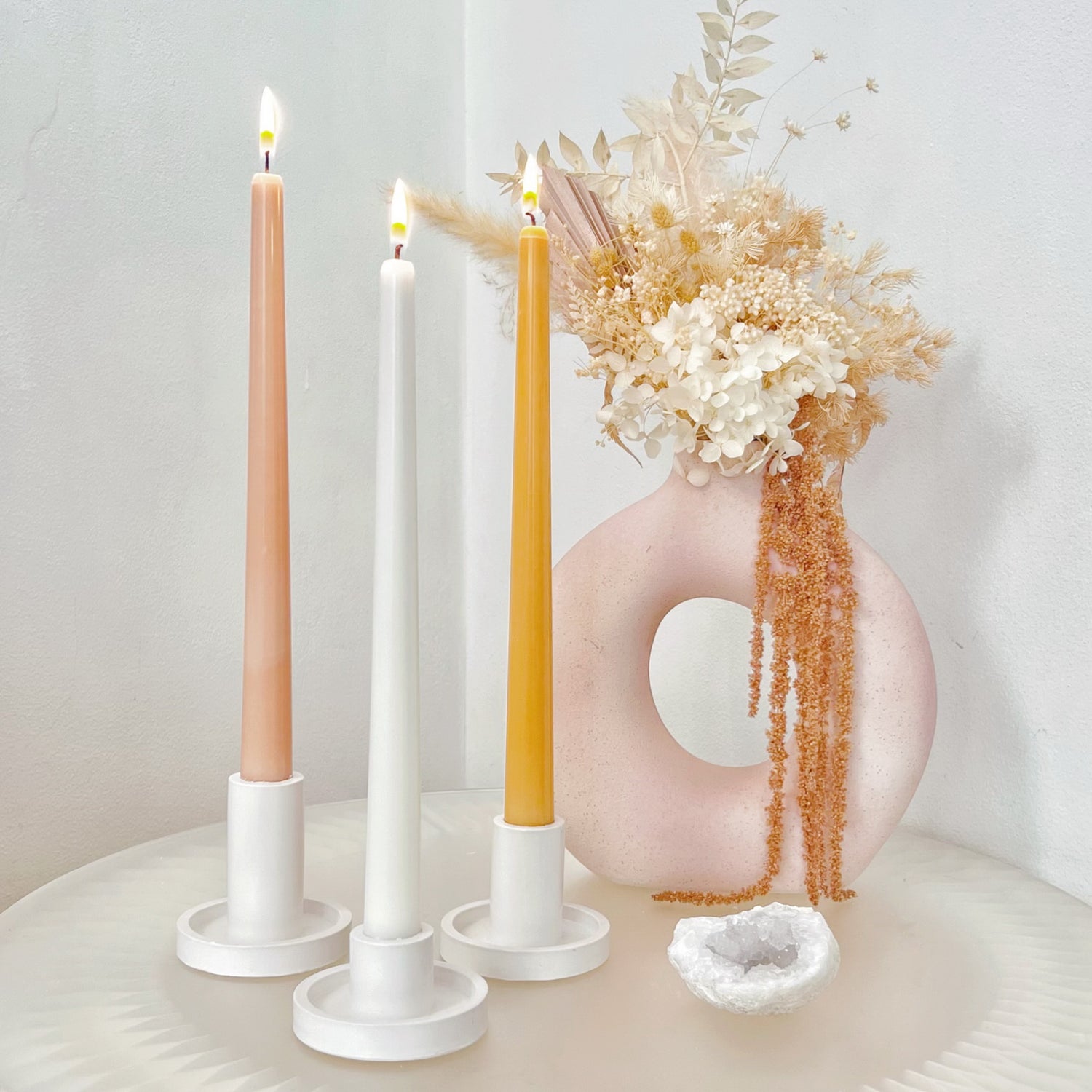 Single Wedding Taper Candle, Dinner Candle, Long lasting dripless taper candle, LMJ Candles