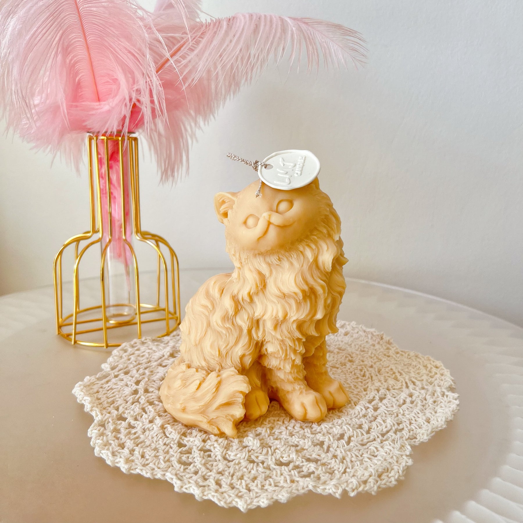Large Longhair Cat Scented Candle, Cute Cat Candle - LMJ Candles