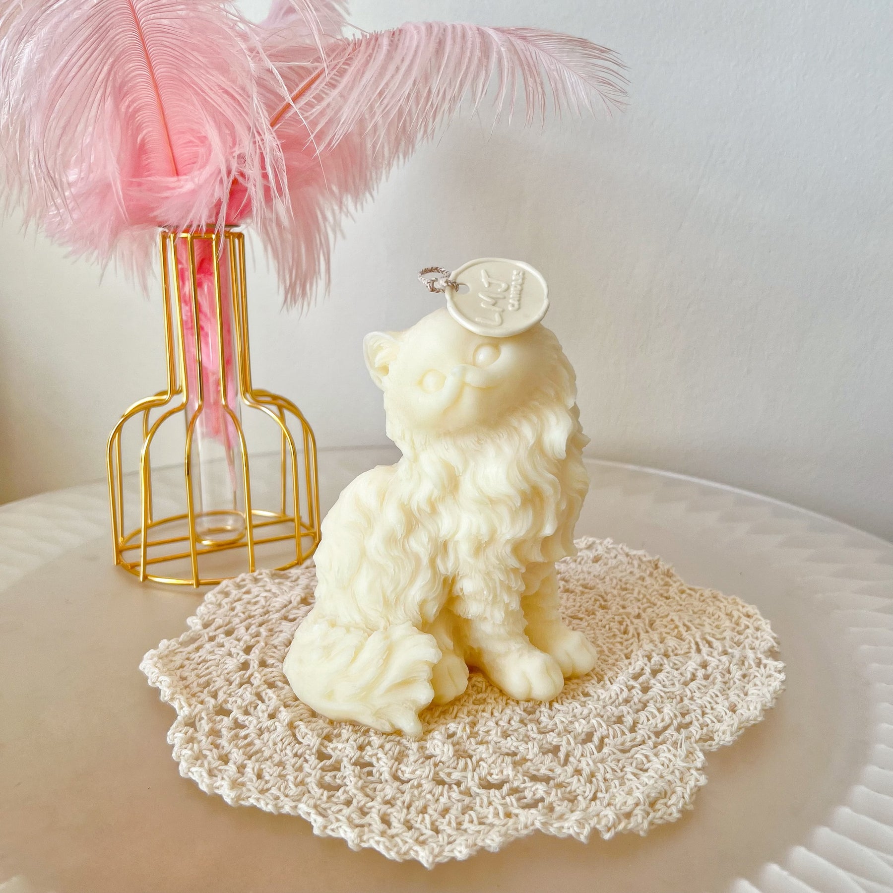 Large Longhair Cat Scented Candle, Cute Cat Candle - LMJ Candles