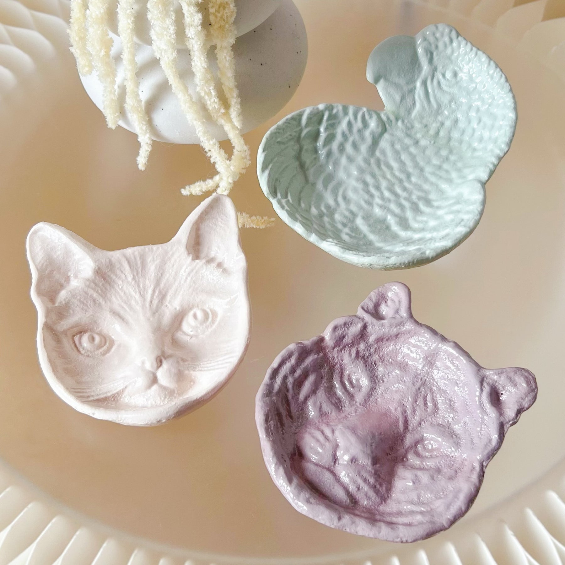 Handcrafted Cat Head Decorative Tray, Trinket Dish - LMJ Candles