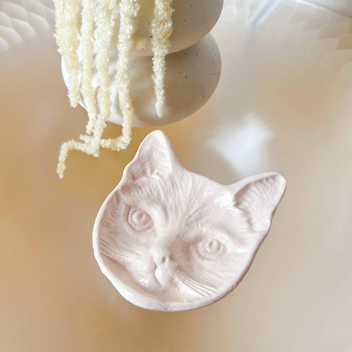 Handcrafted Cat Head Decorative Tray, Trinket Dish - LMJ Candles