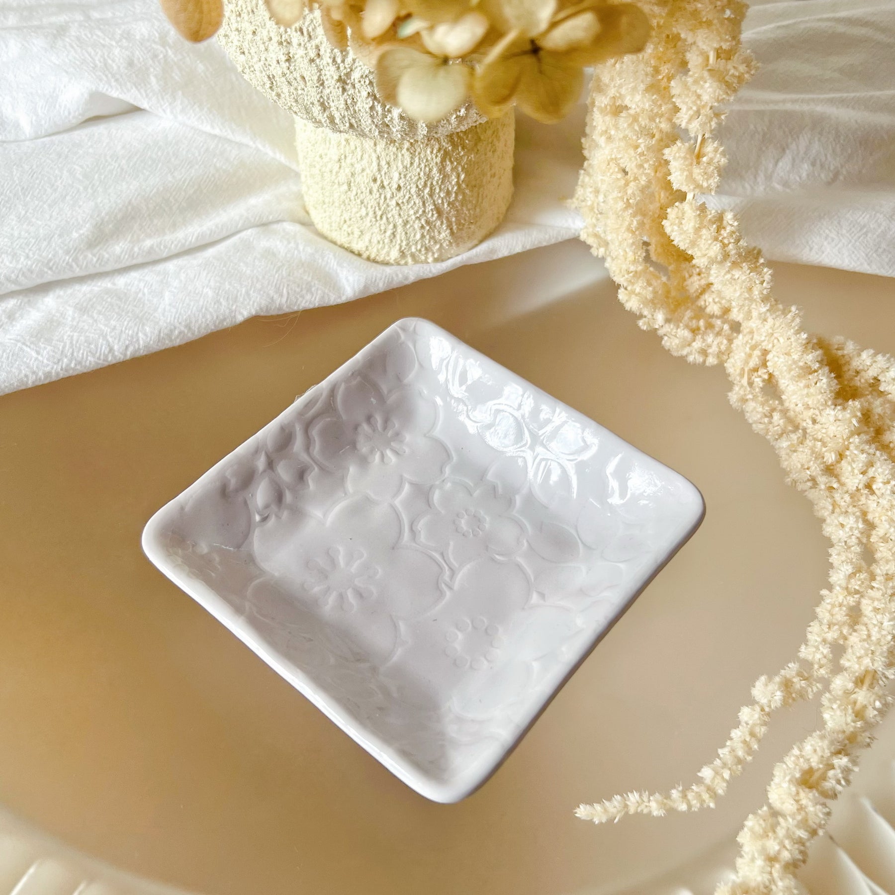 Handcrafted Cherry Blossom Decorative Trinket Dish - LMJ Candles