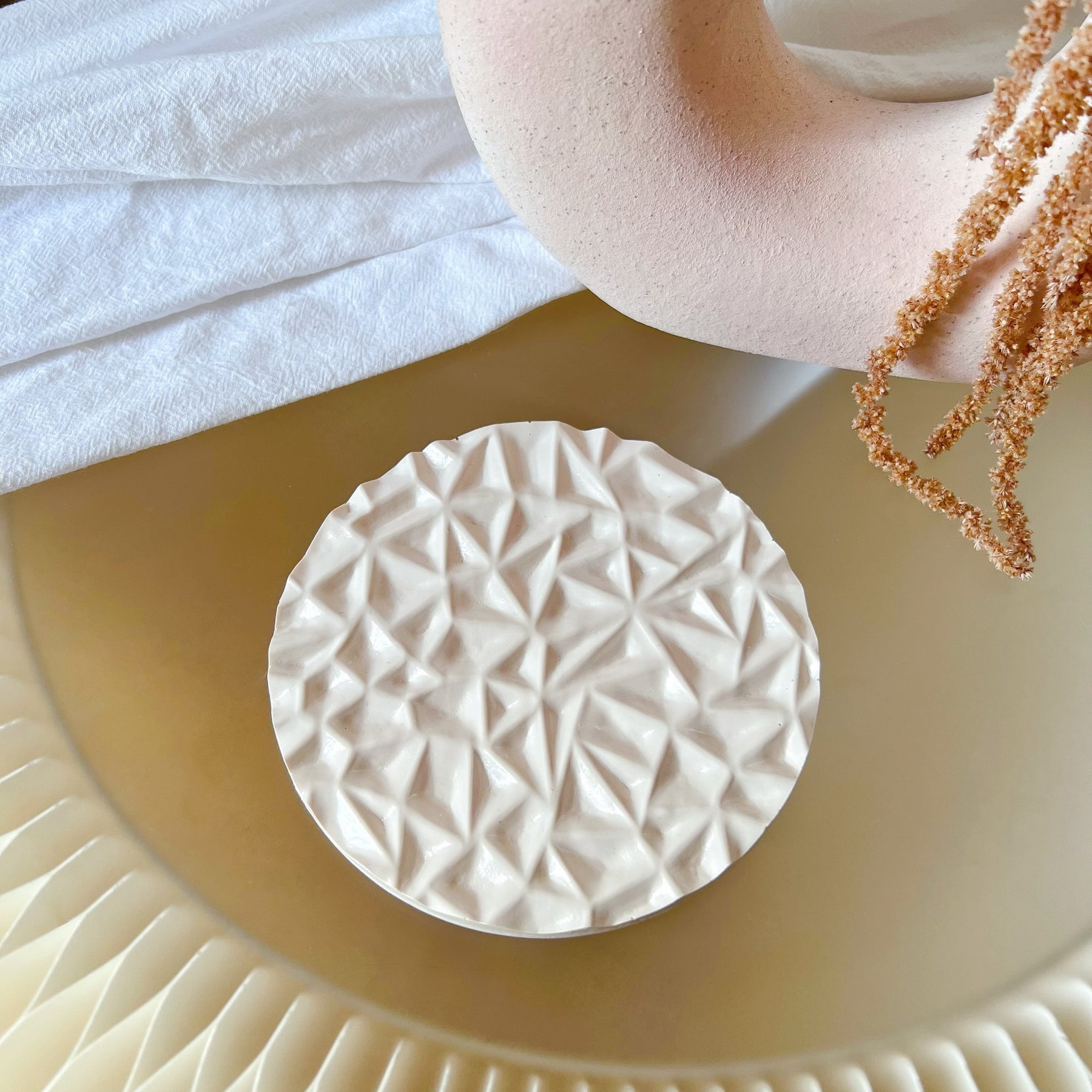 Handcrafted Diamond Oval Round Candle Tray - LMJ Candles