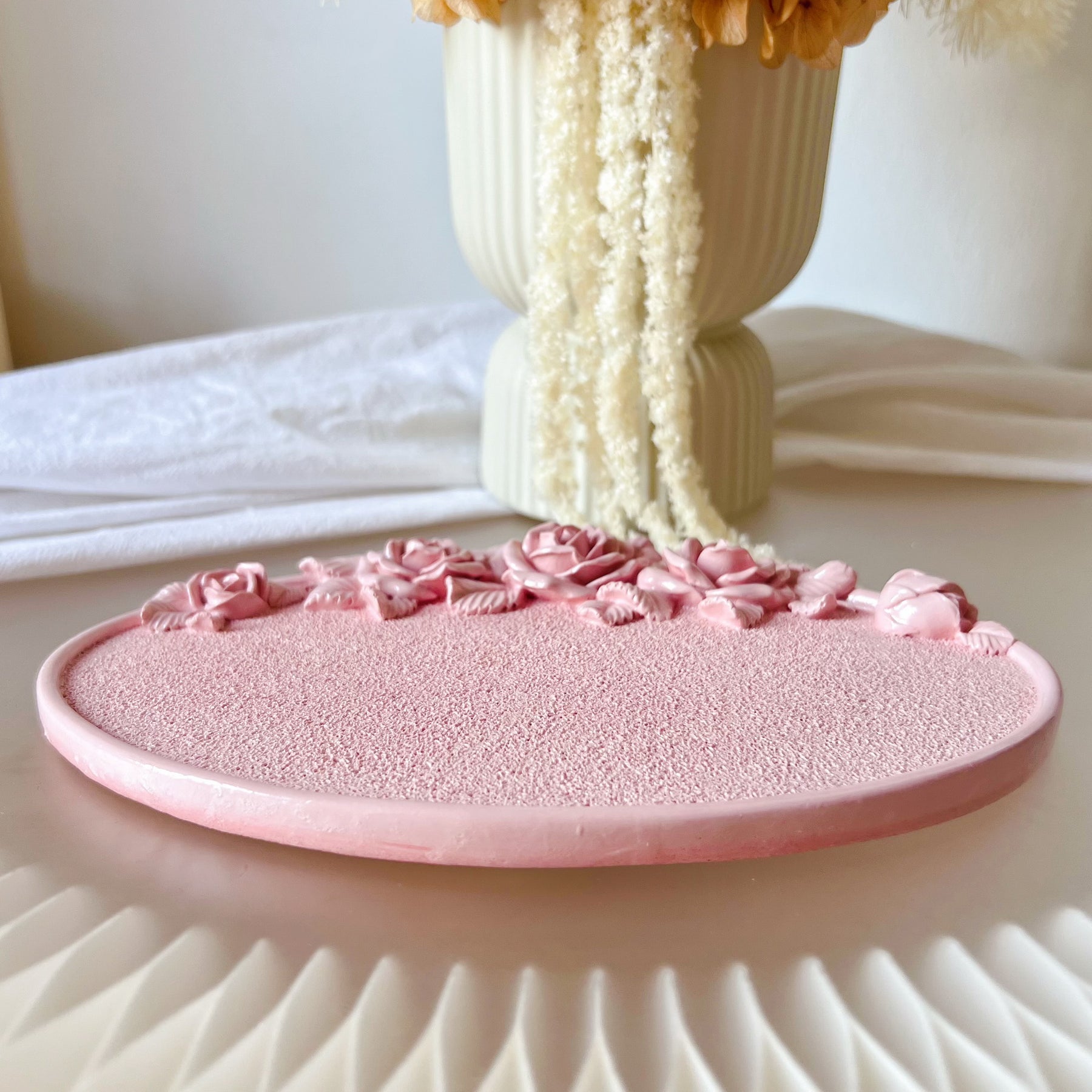 Handcrafted Oval Shaped Rose Candle Tray - LMJ Candles
