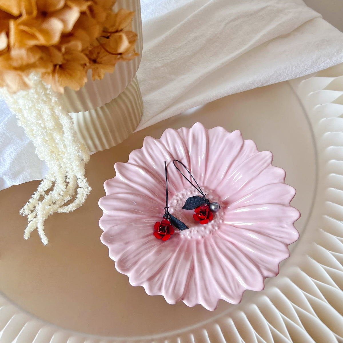 Handmade large flower trinket dish from LMJ Candles