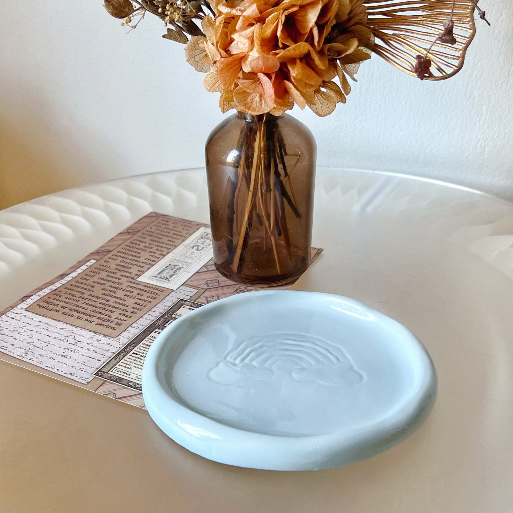 Handcrafted Rainbow Candle Round Tray - LMJ Candles