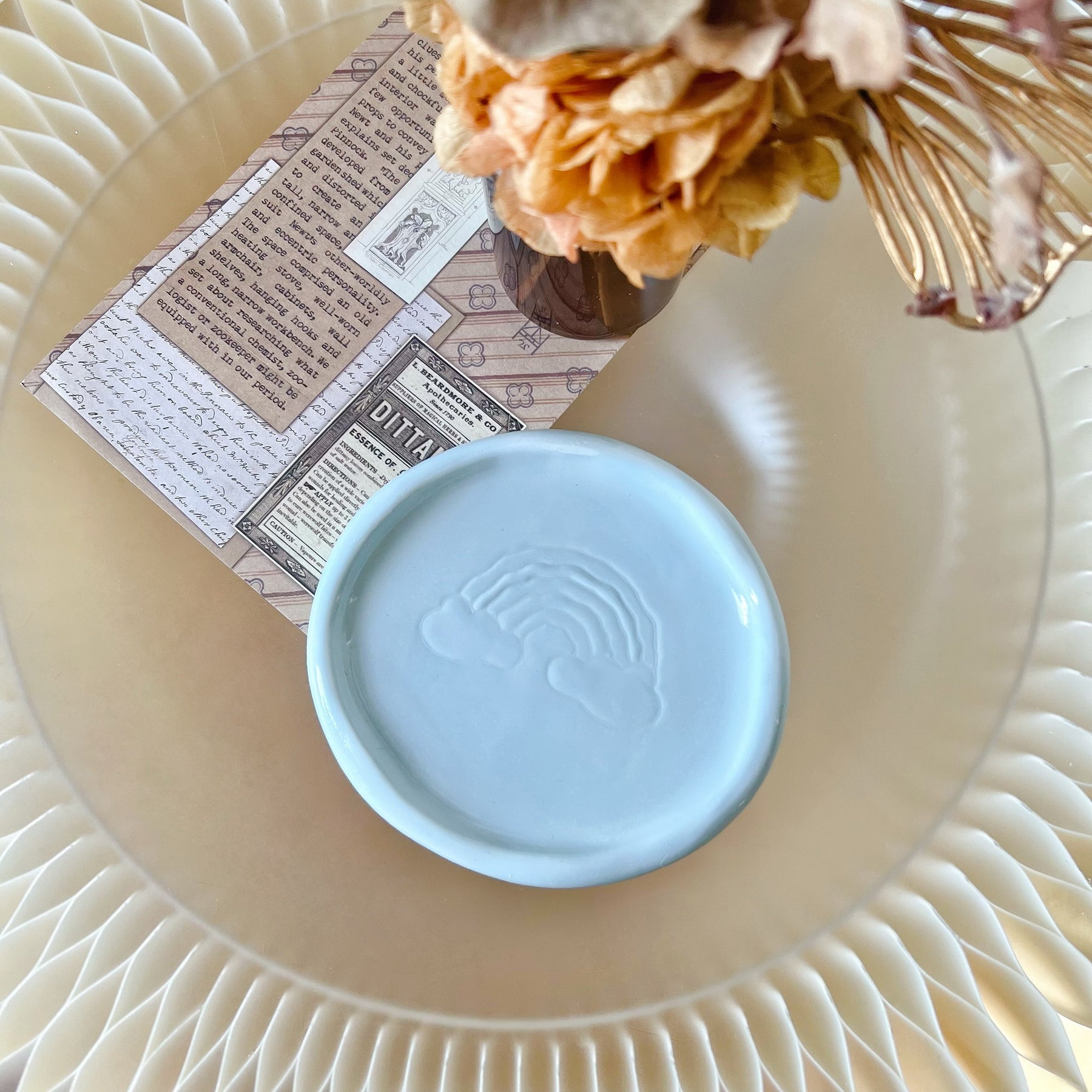 Handcrafted Rainbow Candle Round Tray - LMJ Candles