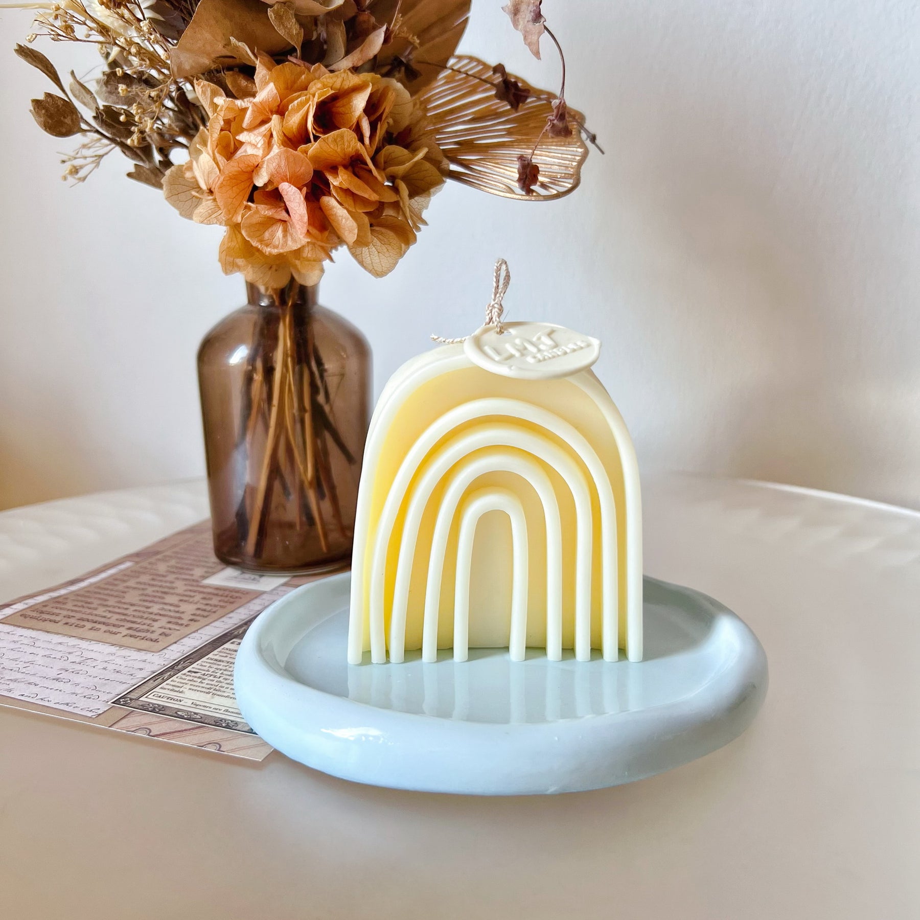 Handcrafted Rainbow Candle Round Tray - LMJ Candles