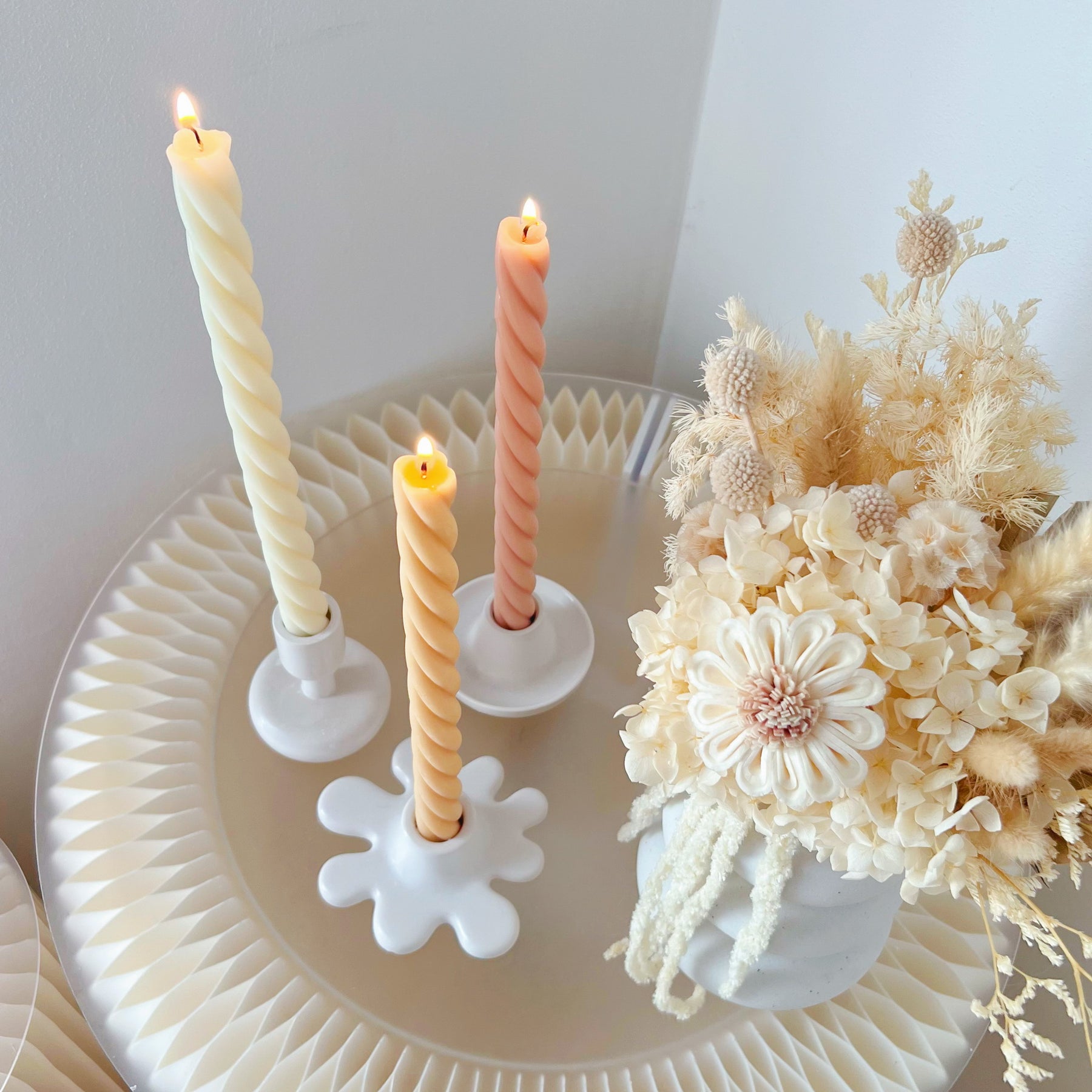 Tall Twisted Dripless Dinner Candle - Unscented Taper Candle | LMJ Candles