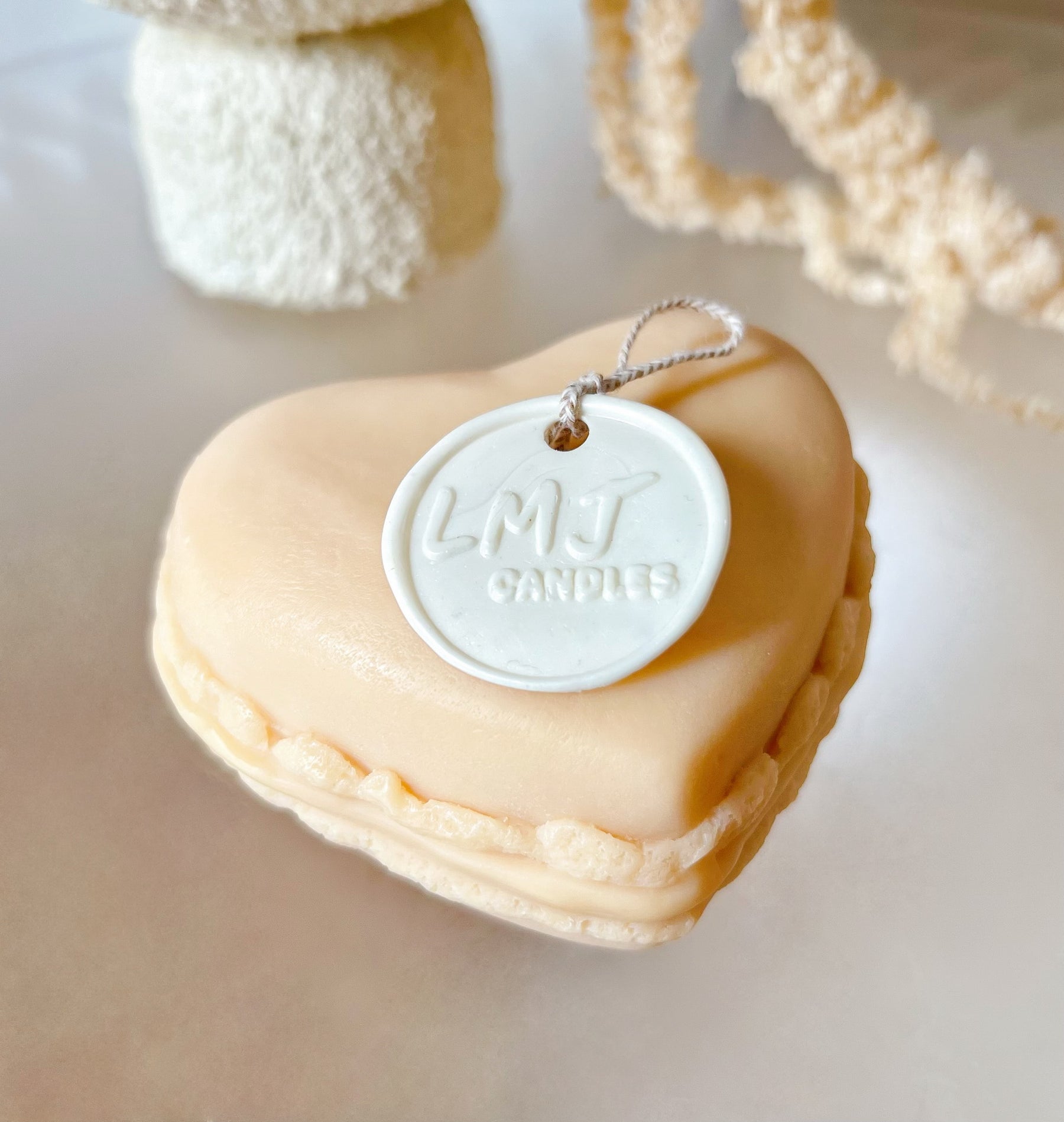 Large Heart Shaped Macaron Scented Soy Candle - LMJ Candles