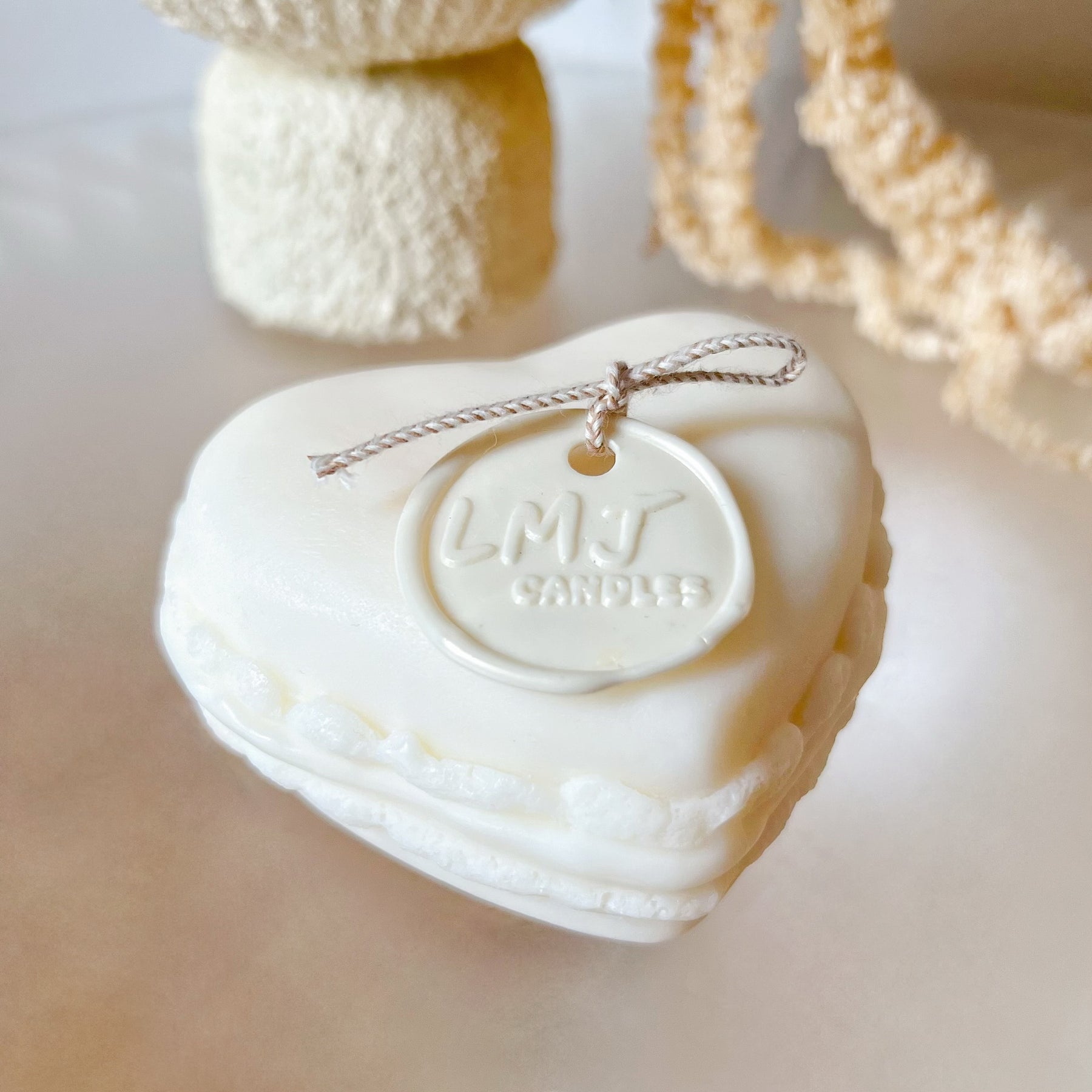 Large Heart Shaped Macaron Scented Soy Candle - LMJ Candles