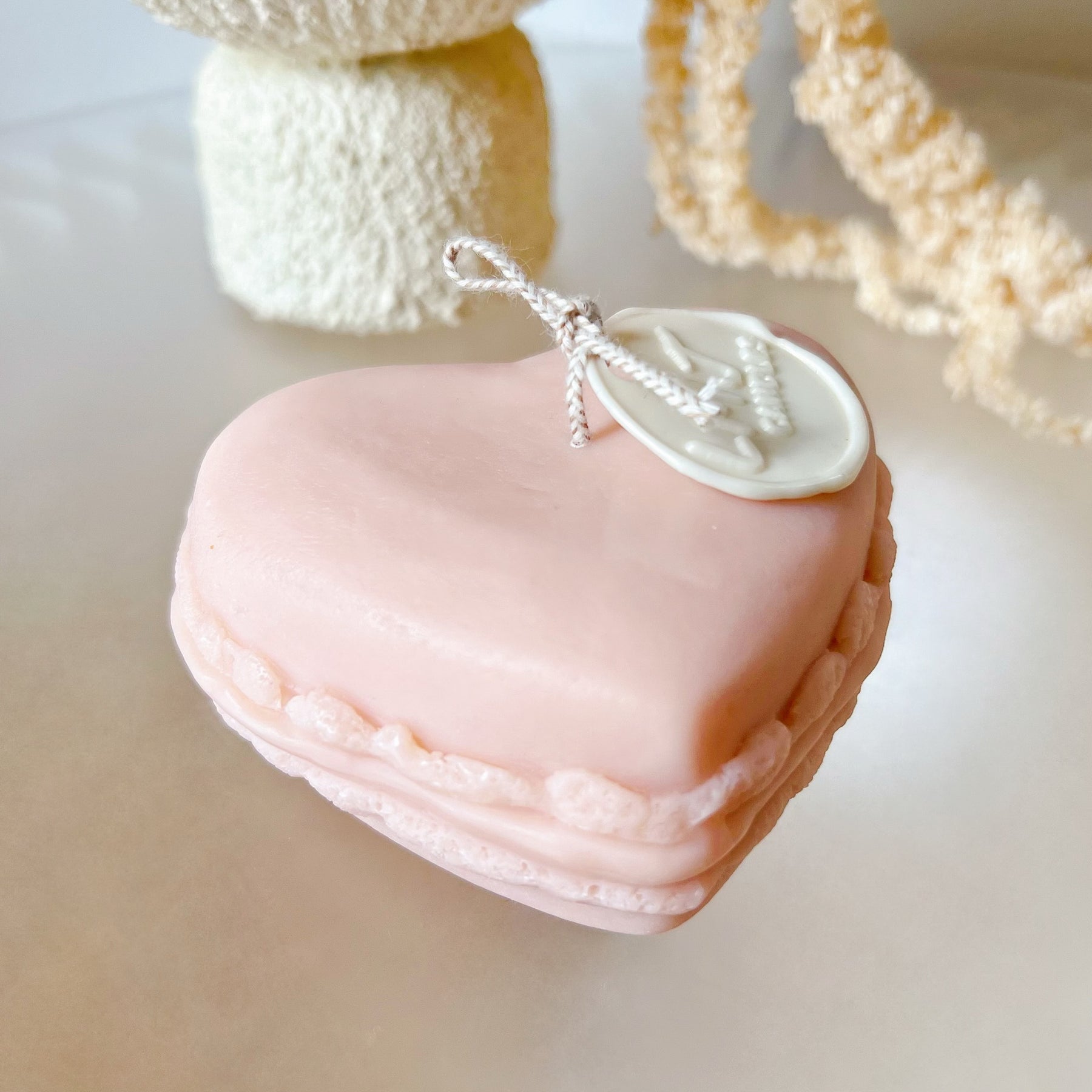 Large Heart Shaped Macaron Scented Soy Candle - LMJ Candles