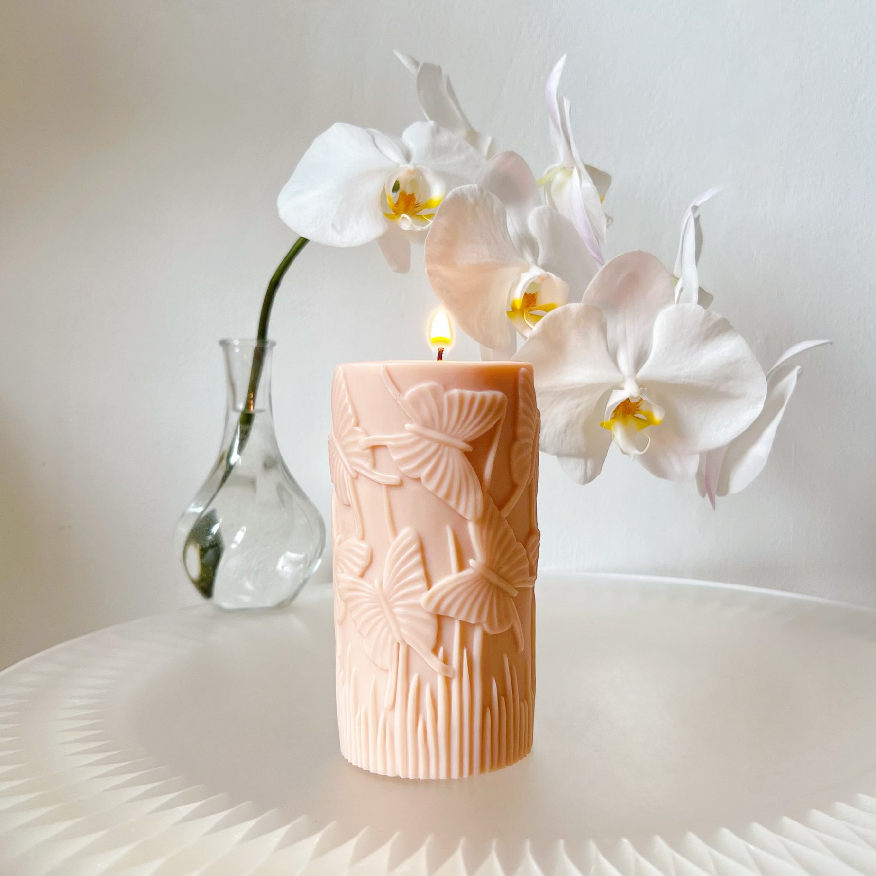 Butterfly Scented Soy Pillar Candle, Mother's Day Gift - LMJ Candles