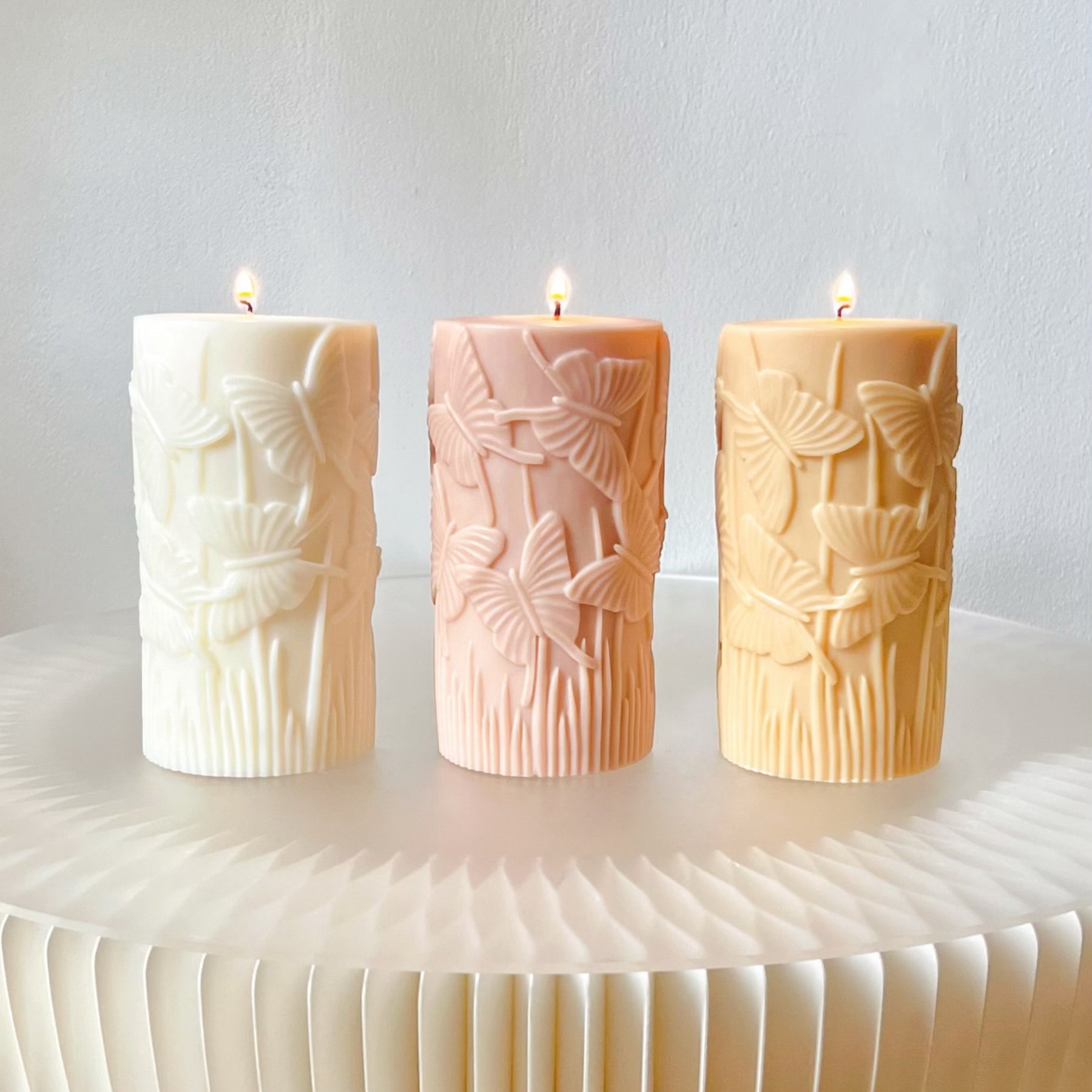Butterfly Scented Soy Pillar Candle, Mother's Day Gift - LMJ Candles
