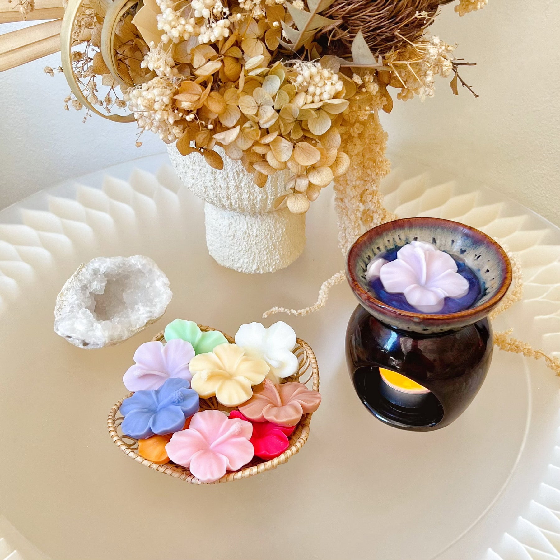 Hibiscus Flower Shaped Soy Wax Melts, Wax Tarts, LMJ Candles