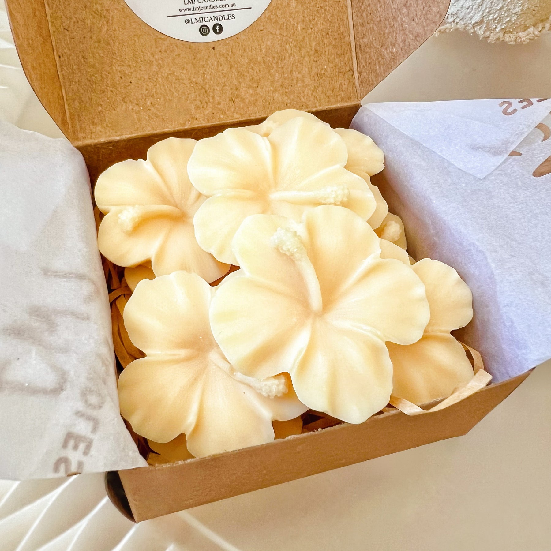 Hibiscus Flower Shaped Soy Wax Melts, Wax Tarts, LMJ Candles