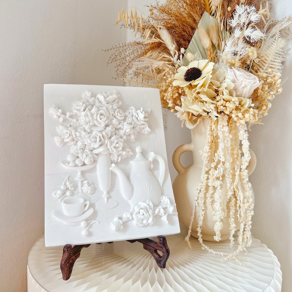 Rose Vintage High Tea Scented Artwork | Home Air Diffuser | Scented Aroma Stone | LMJ Candles