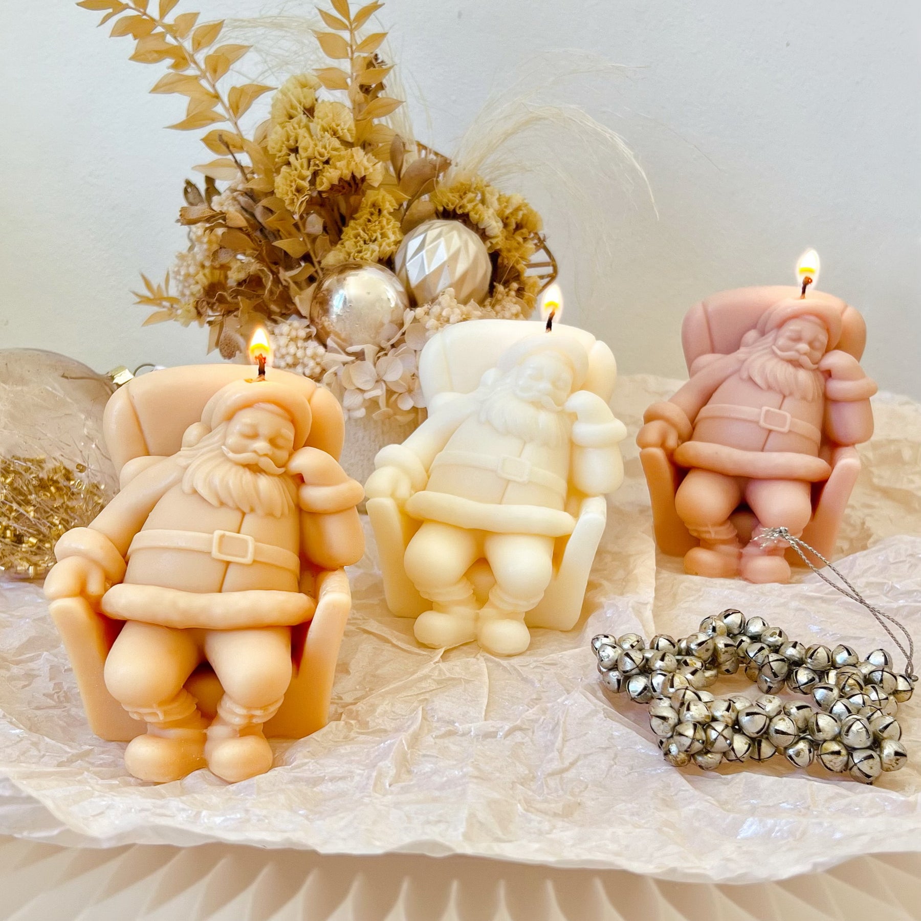 Set of 4 Festive Soy Candles, Christmas Décor & Gifts, LMJ Candles