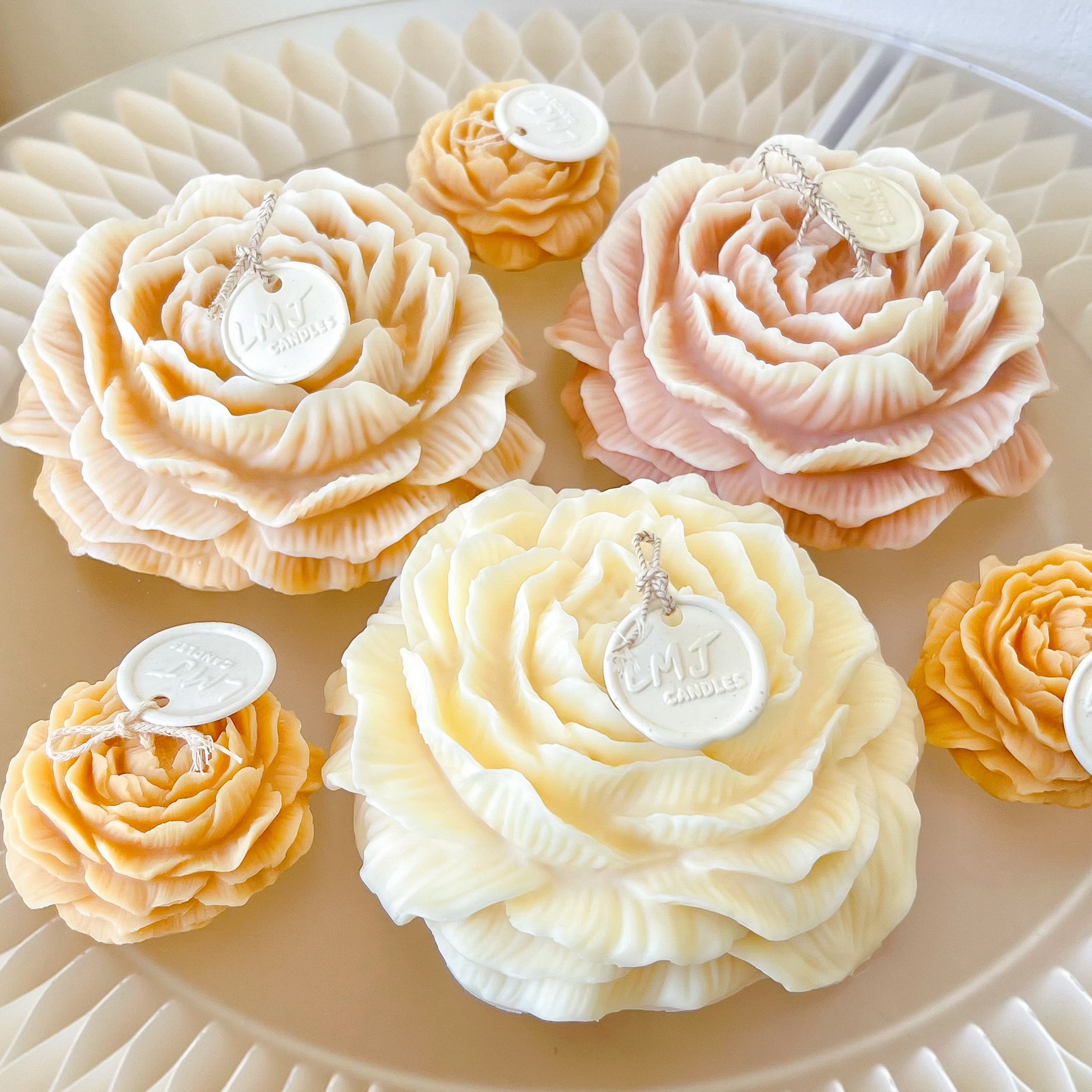 Large Peony Scented Soy Candle LMJ Candles