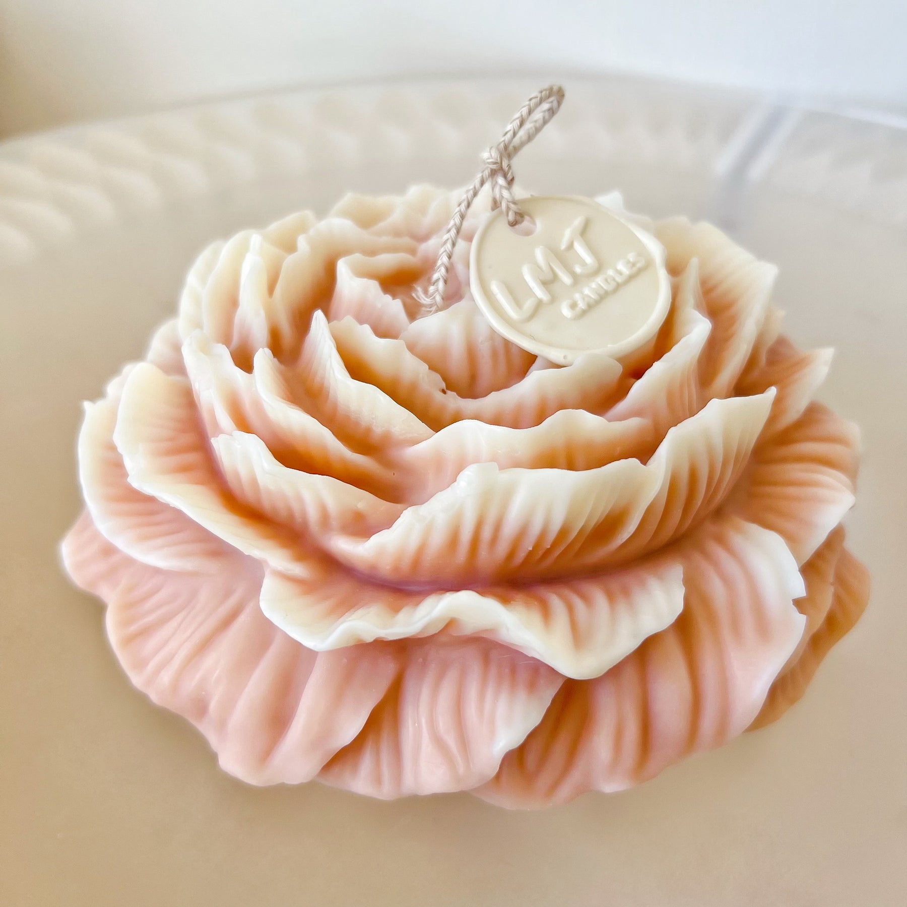 Large Peony Scented Soy Candle - Wedding Gift - LMJ Candles