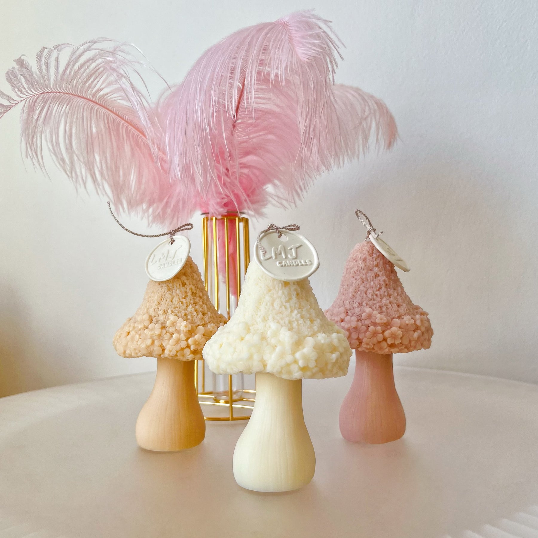 Tall Floral Mushroom Scented Soy Flower Candle - LMJ Candles
