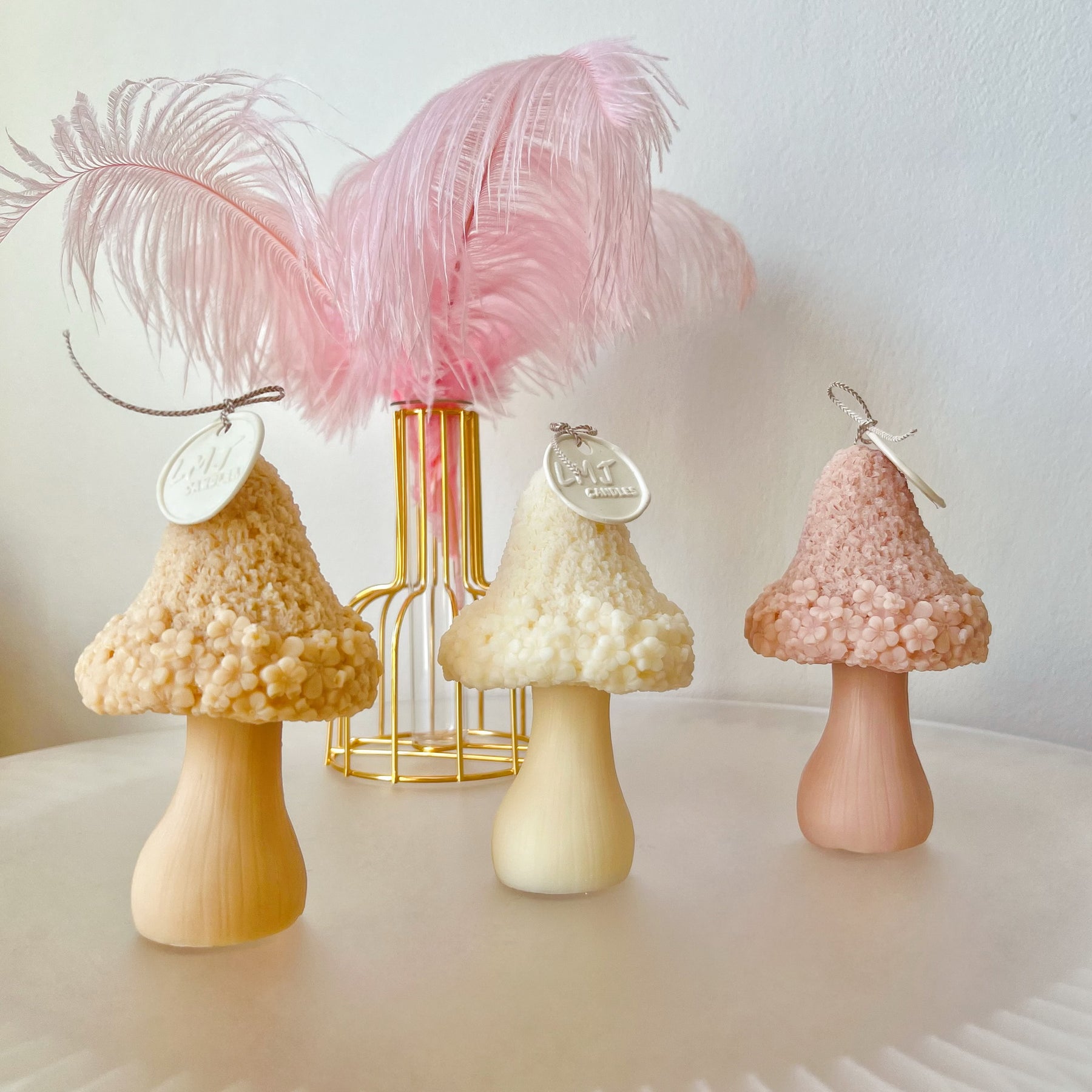 Tall Floral Mushroom Scented Soy Flower Candle - LMJ Candles