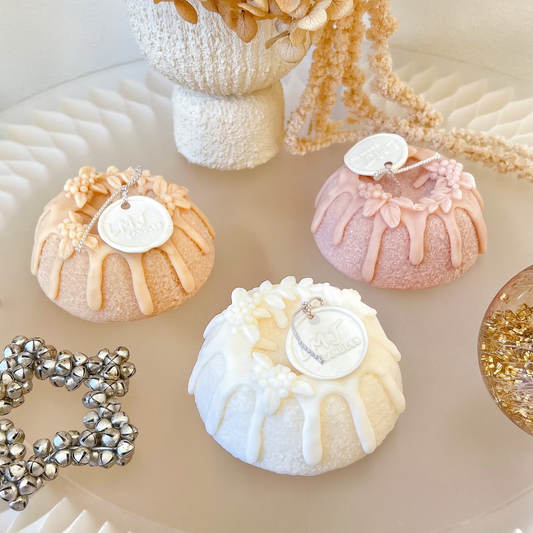 Set of 4 Festive Soy Candles, Christmas Décor & Gifts, LMJ Candles