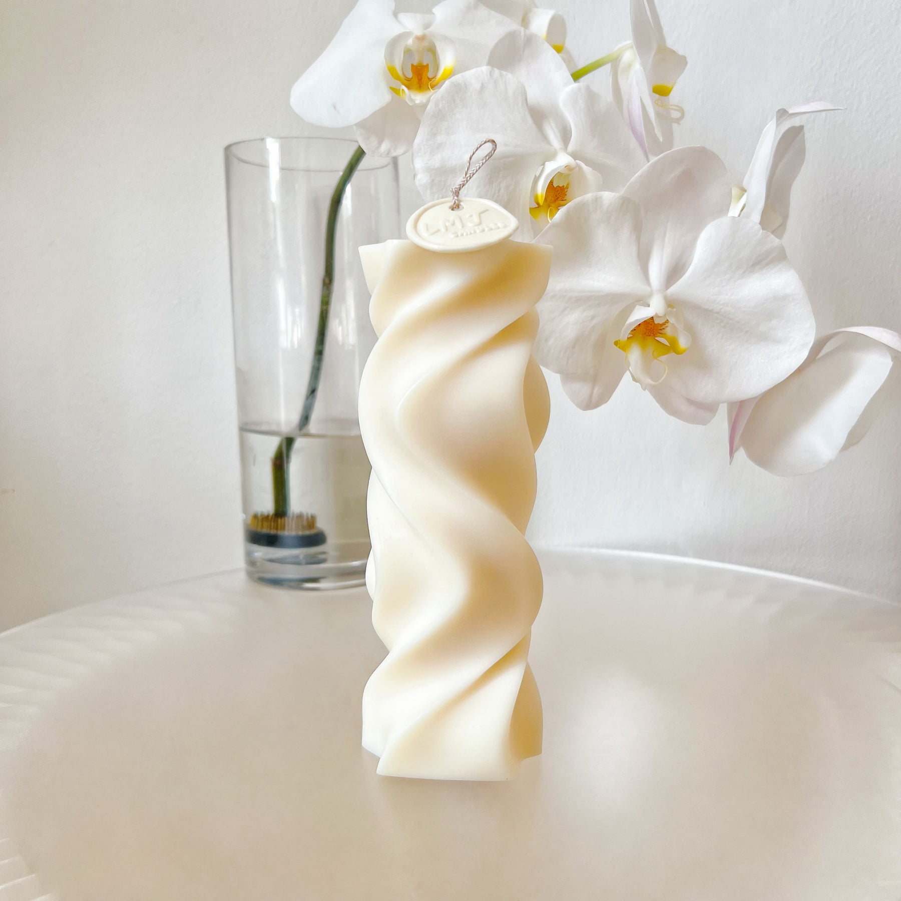 Swirl Scented Soy Pillar Candle, Statement Home Décor - LMJ Candles