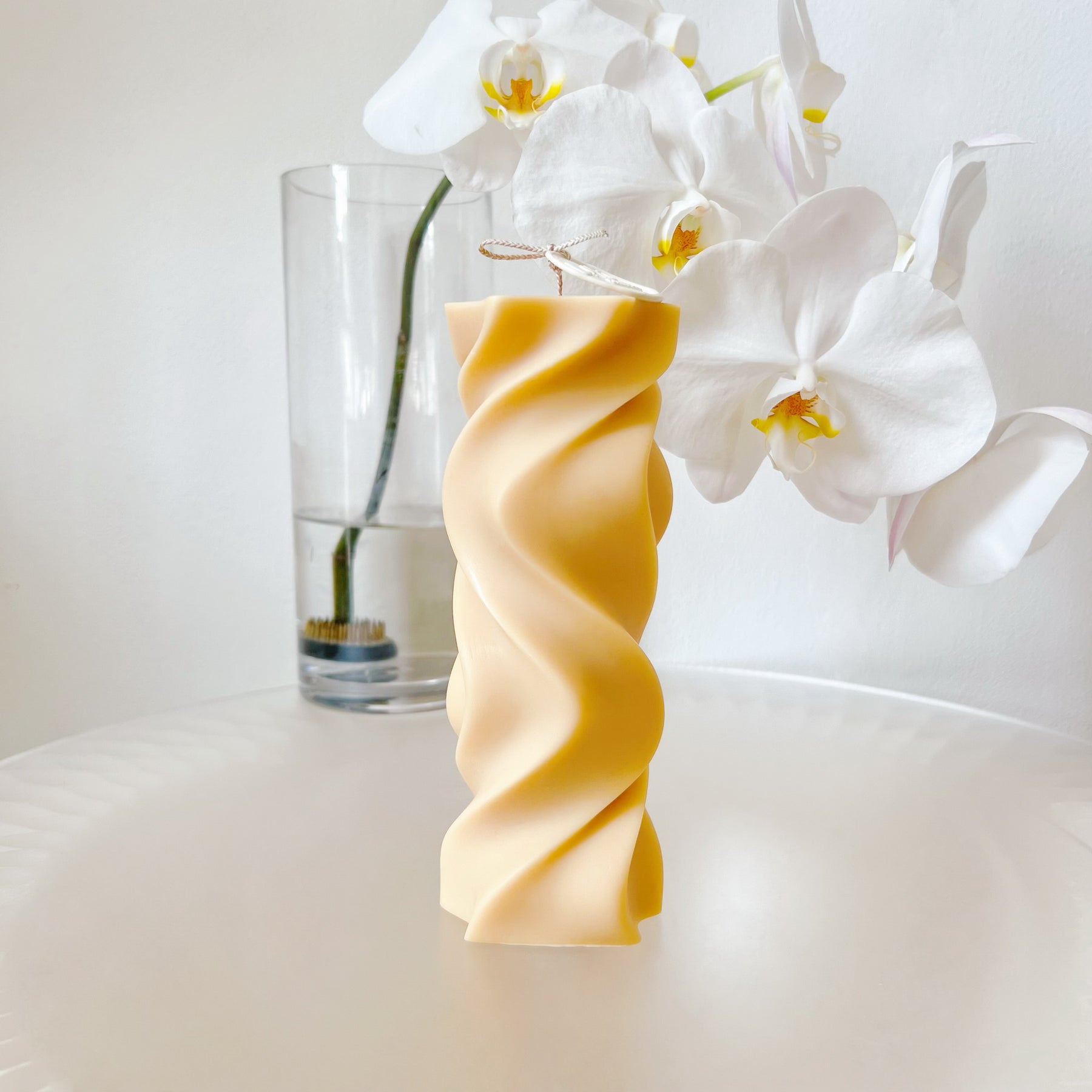 Swirl Scented Soy Pillar Candle, Statement Home Décor - LMJ Candles