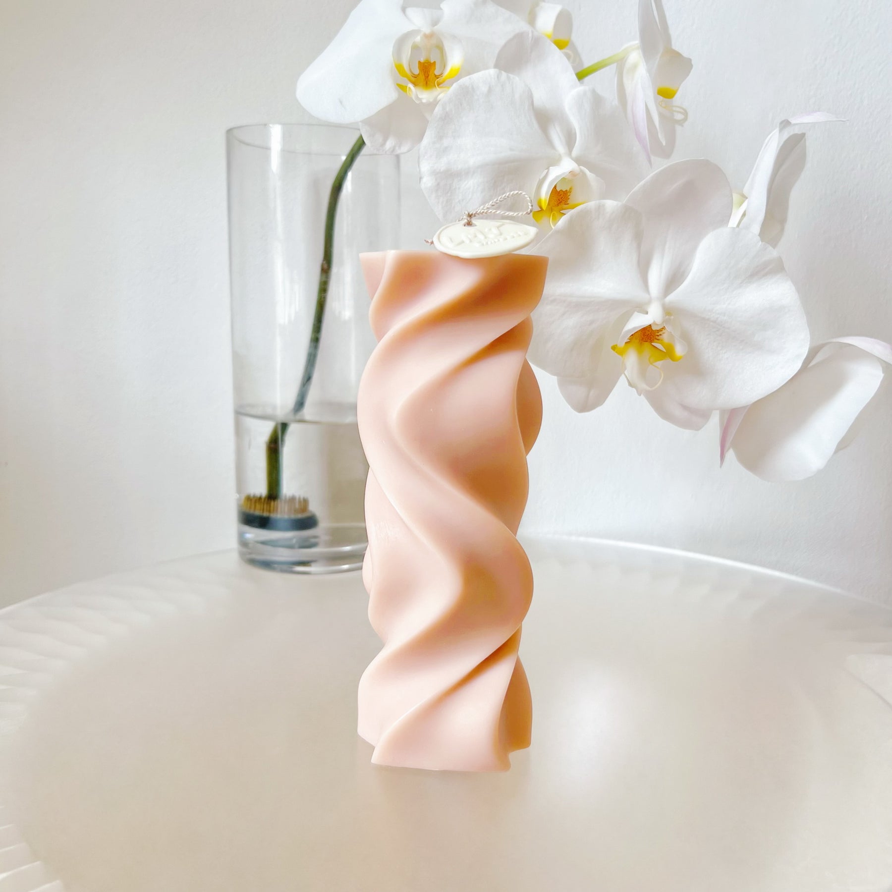 Swirl Scented Soy Pillar Candle, Statement Home Décor - LMJ Candles