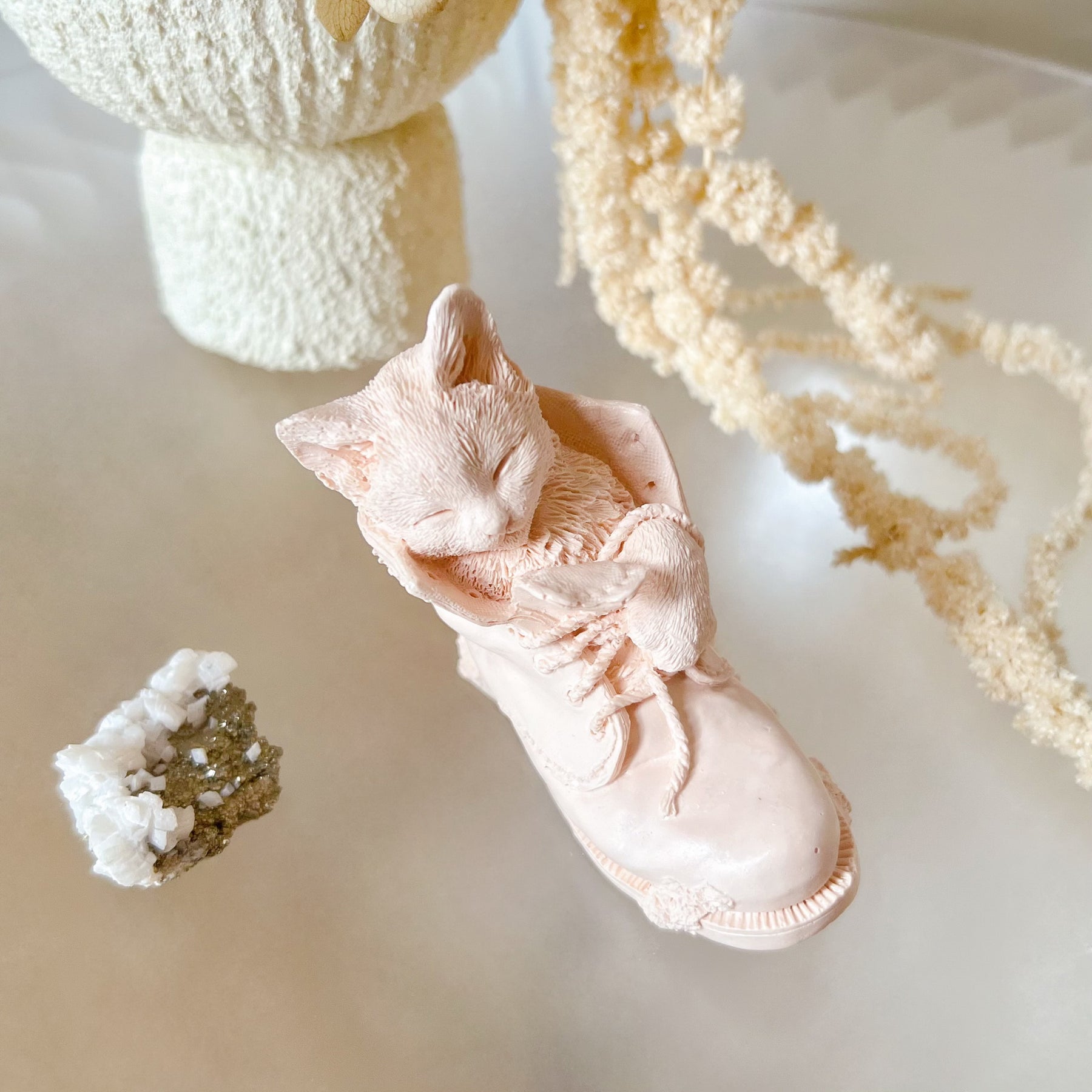 Handmade Sleeping Cat in Boot Home Décor - LMJ Candles