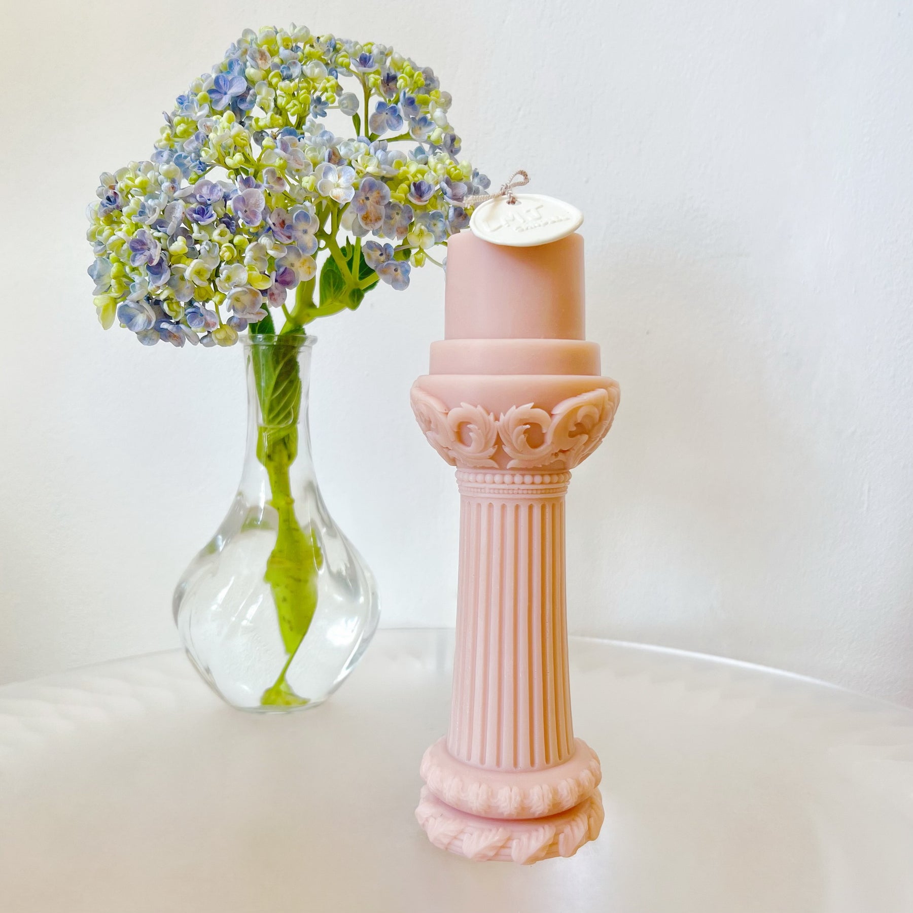 Flower Roman Column Scented Soy Pillar Candle - LMJ Candles