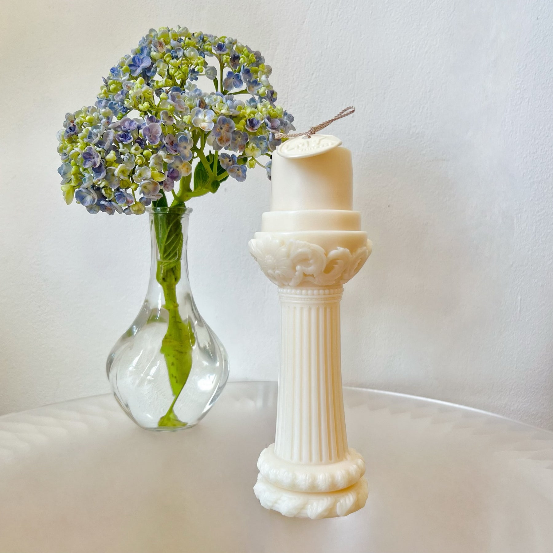 Flower Roman Column Scented Soy Pillar Candle - LMJ Candles