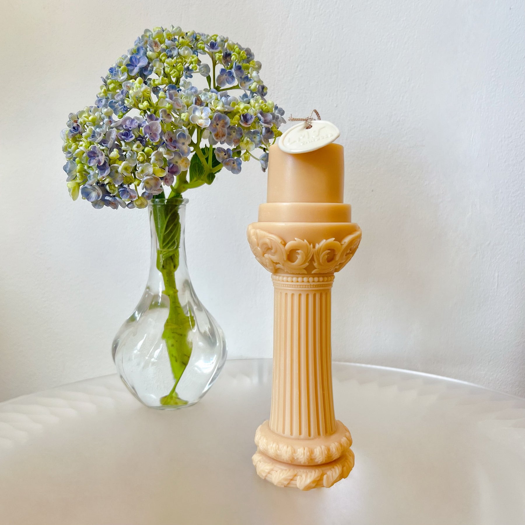 Flower Roman Column Scented Soy Pillar Candle - LMJ Candles
