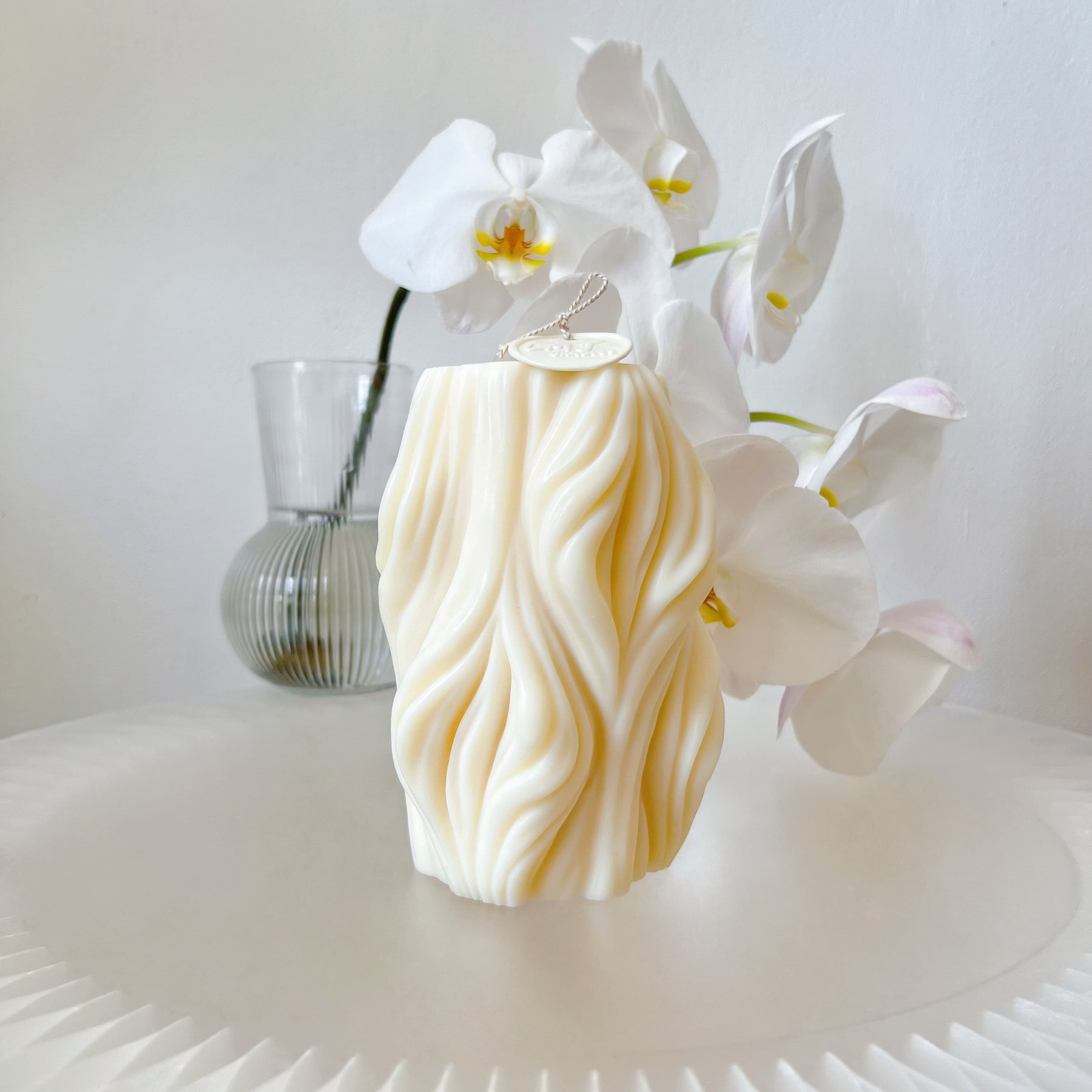 Handmade Large Wavy Scented Soy Pillar Candle from LMJ Candles Australia