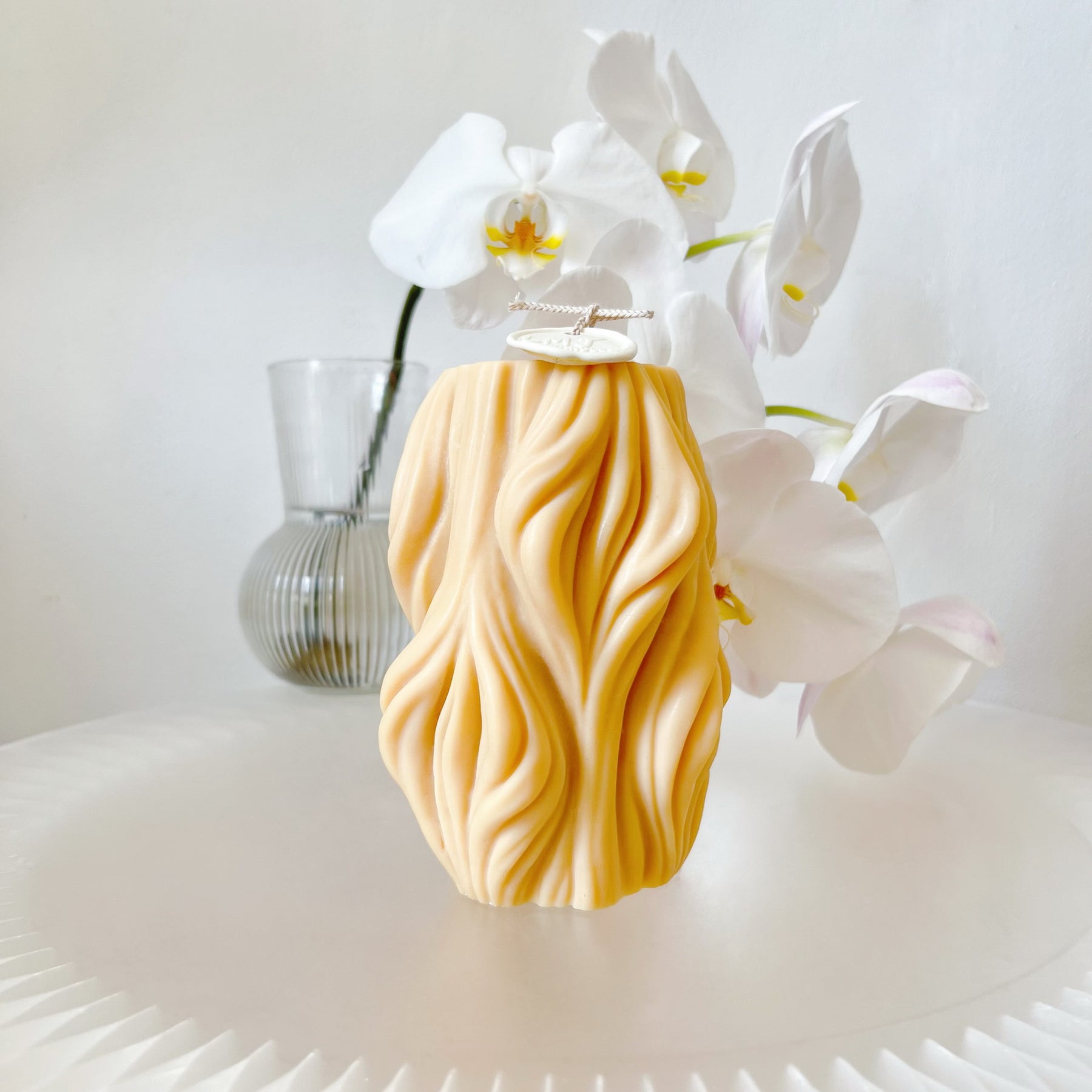 Handmade Large Wavy Scented Soy Pillar Candle from LMJ Candles Australia