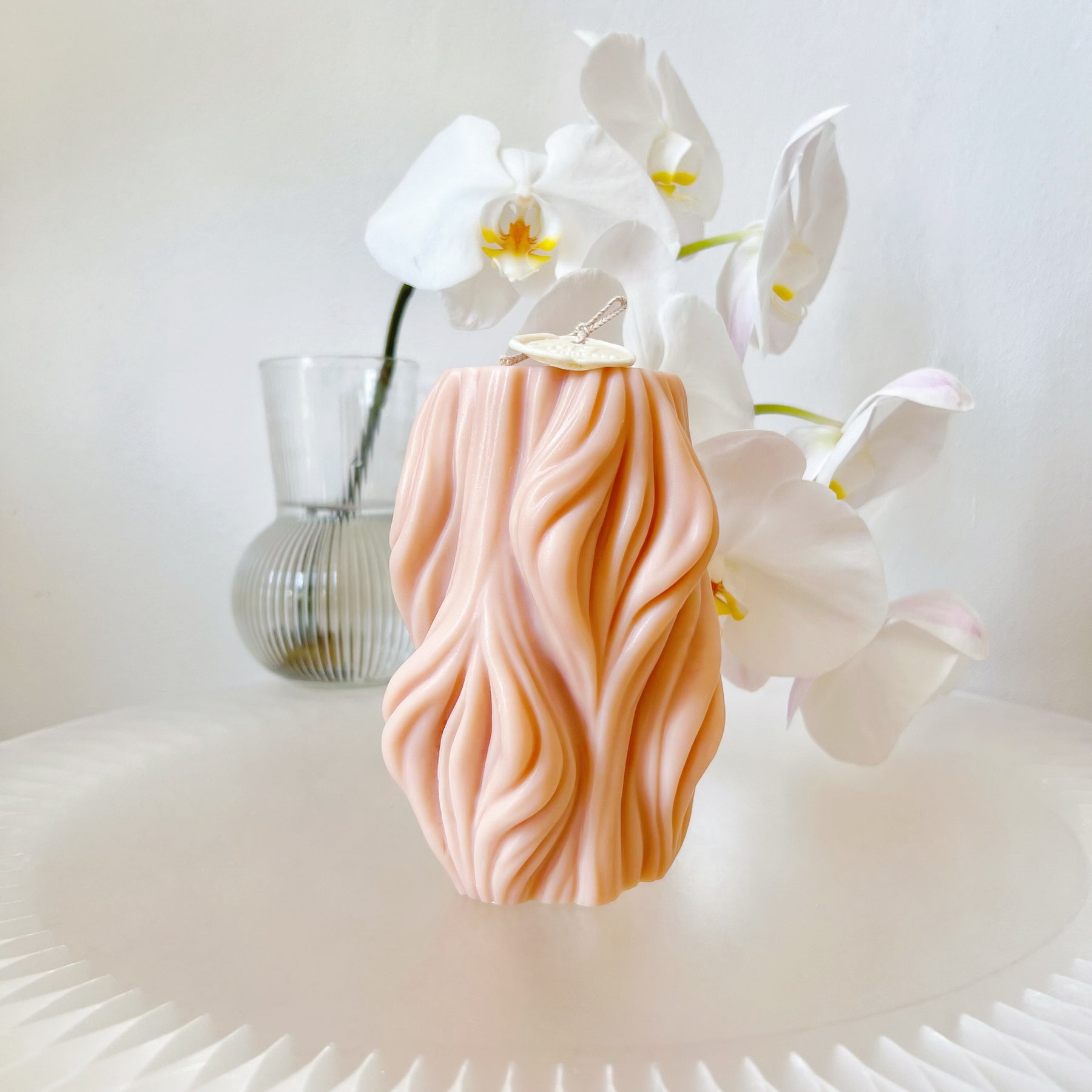 Handmade Large Wavy Scented Soy Pillar Candle from LMJ Candles Australia