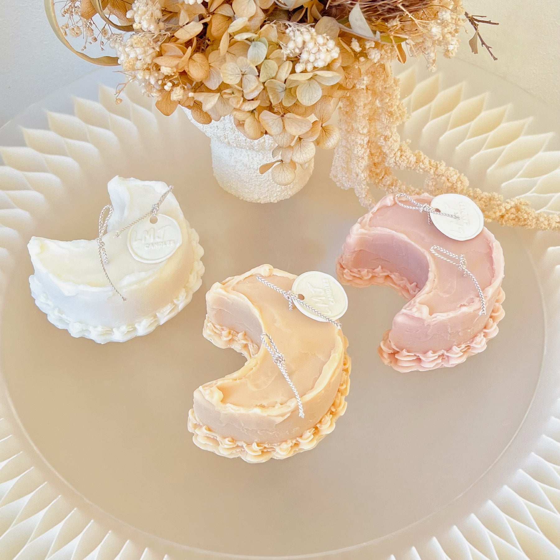 Moon Shaped Cake Scented Soy Candle, Dessert Candle, LMJ Candles