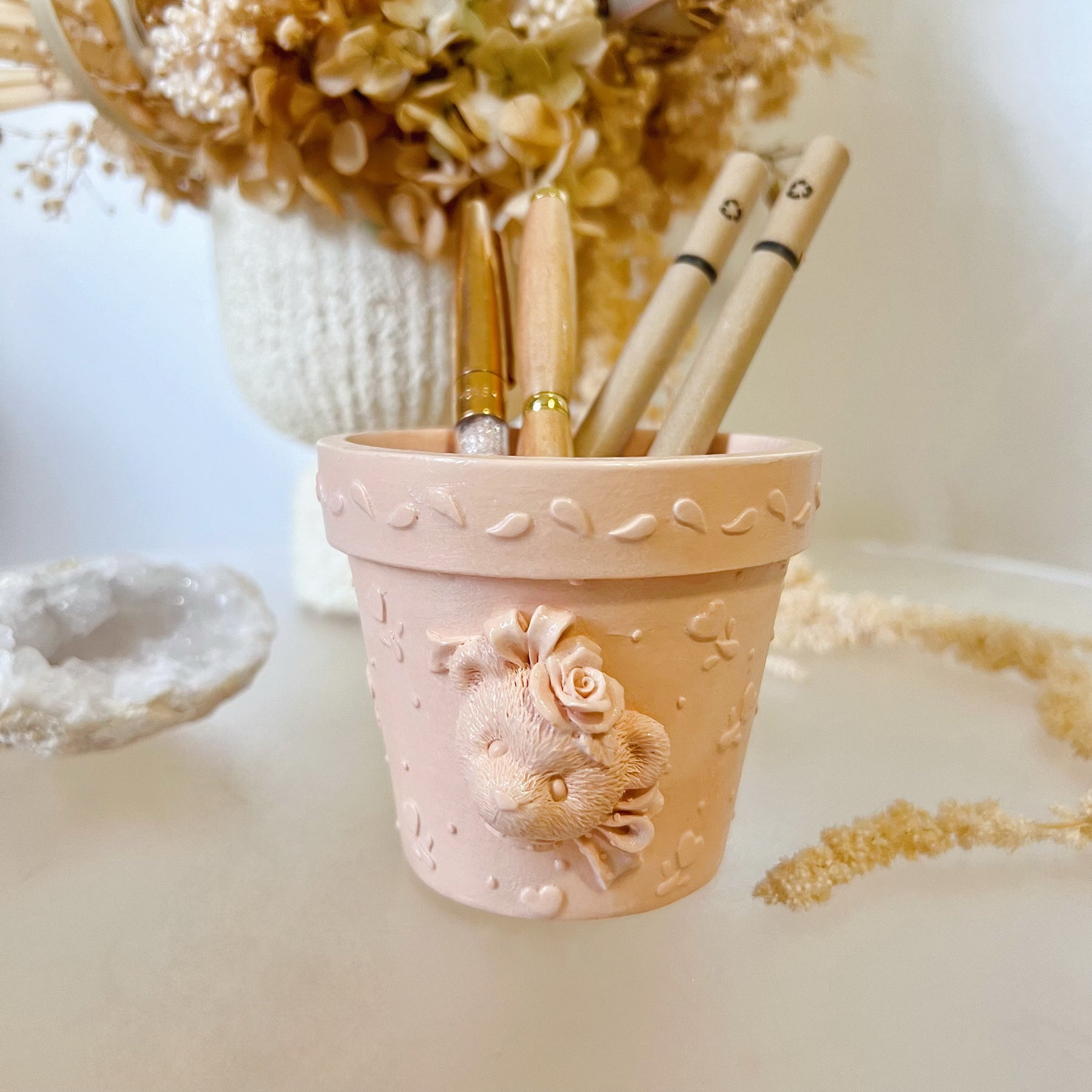 Handcrafted Teddy Bear Pen Holder - LMJ Candles