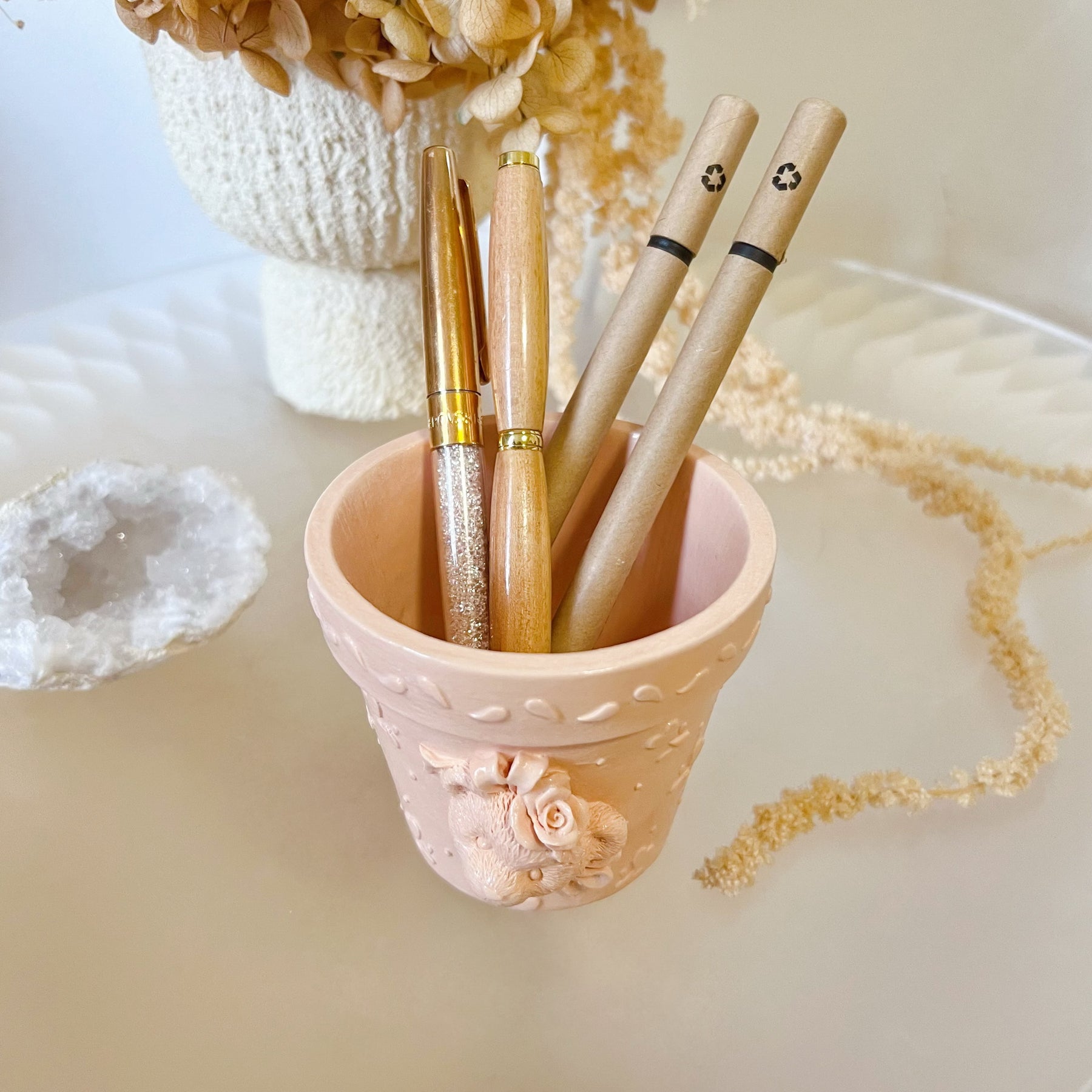 Handcrafted Teddy Bear Pen Holder - LMJ Candles