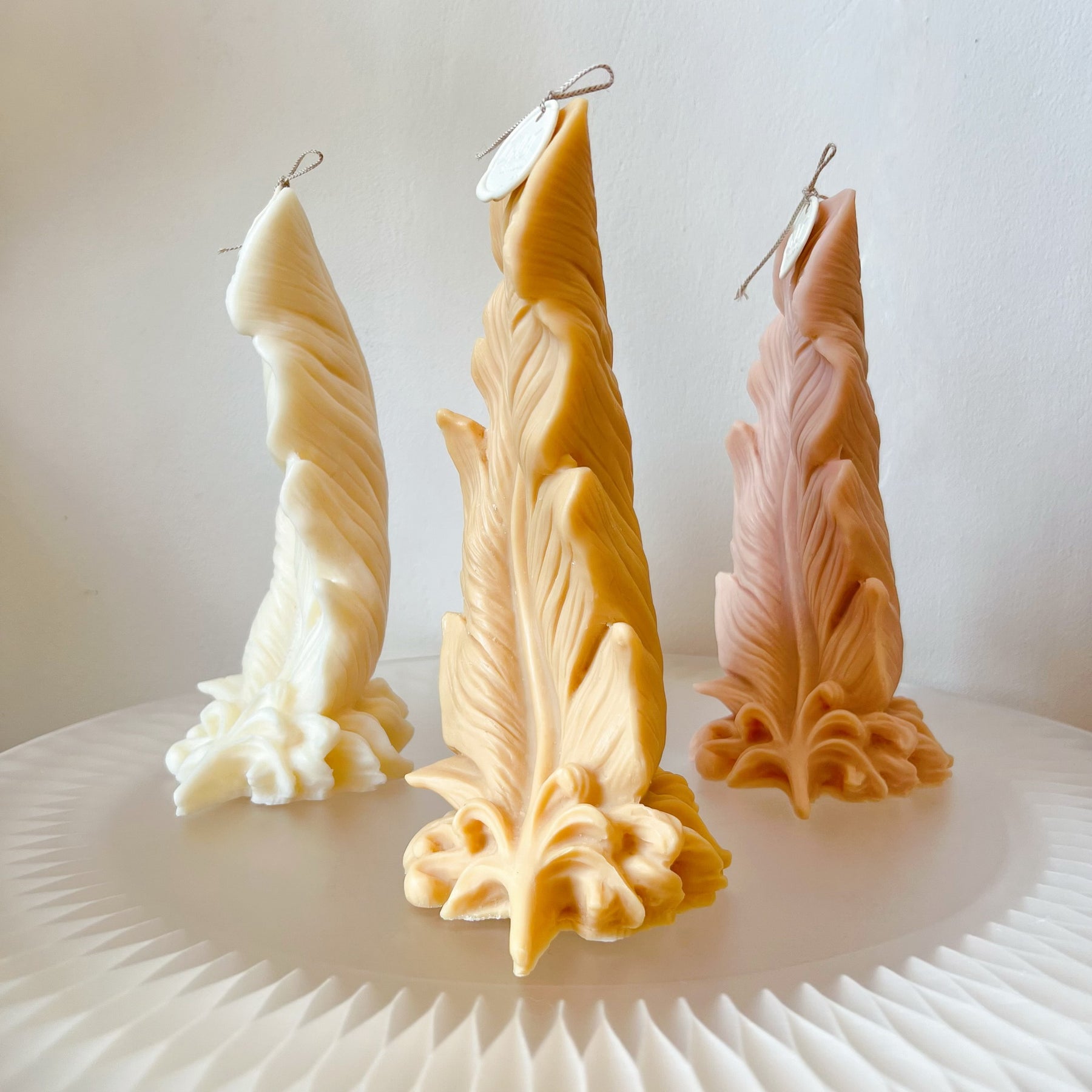 Large Feather Shaped Scented Soy Statement Candle, LMJ Candles