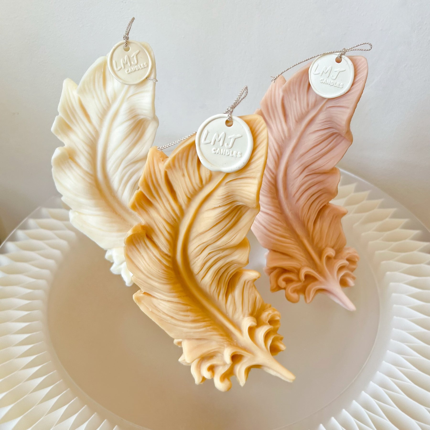 Large Feather Shaped Scented Soy Statement Candle, LMJ Candles