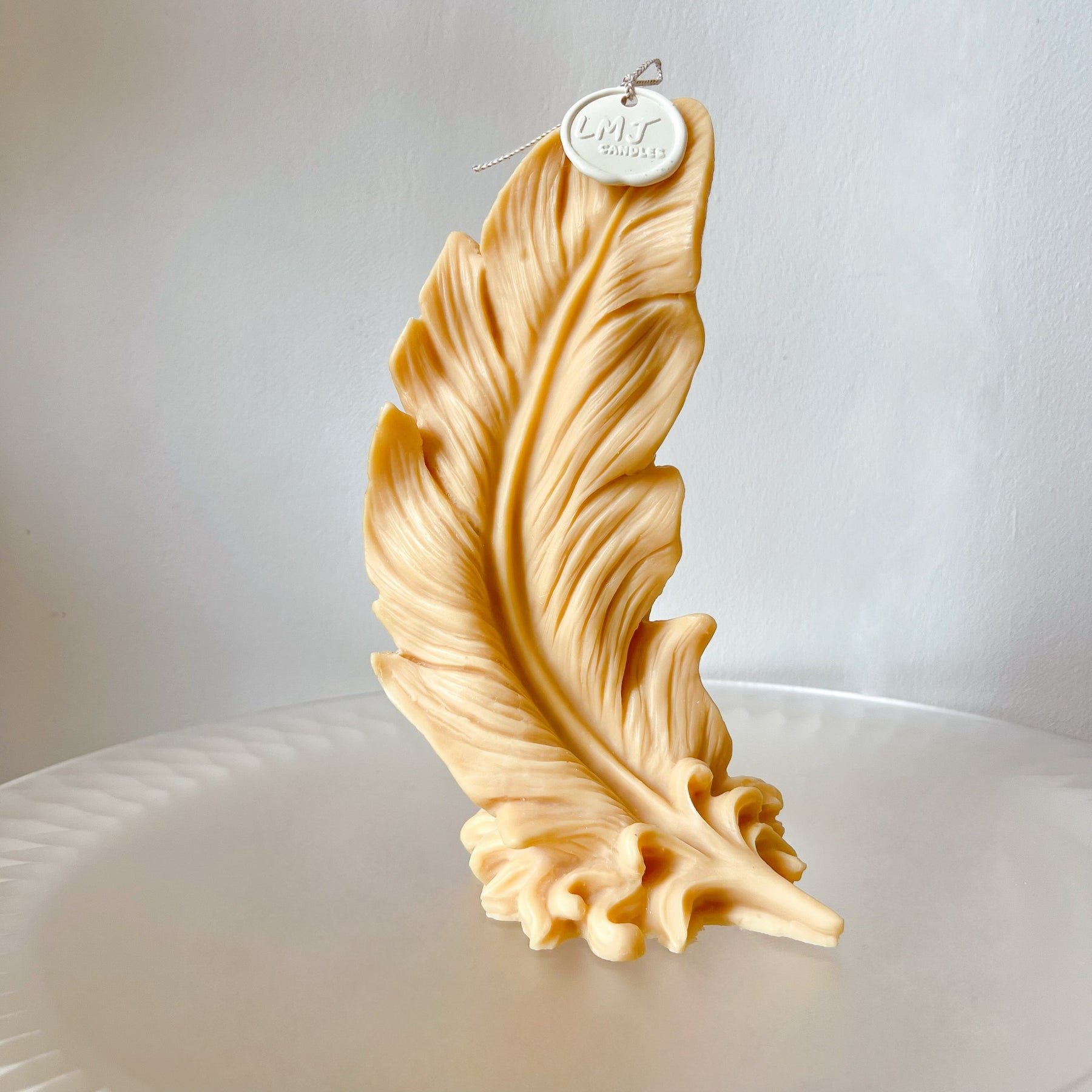 Large Feather Shaped Scented Soy Statement Candle, LMJ Candles