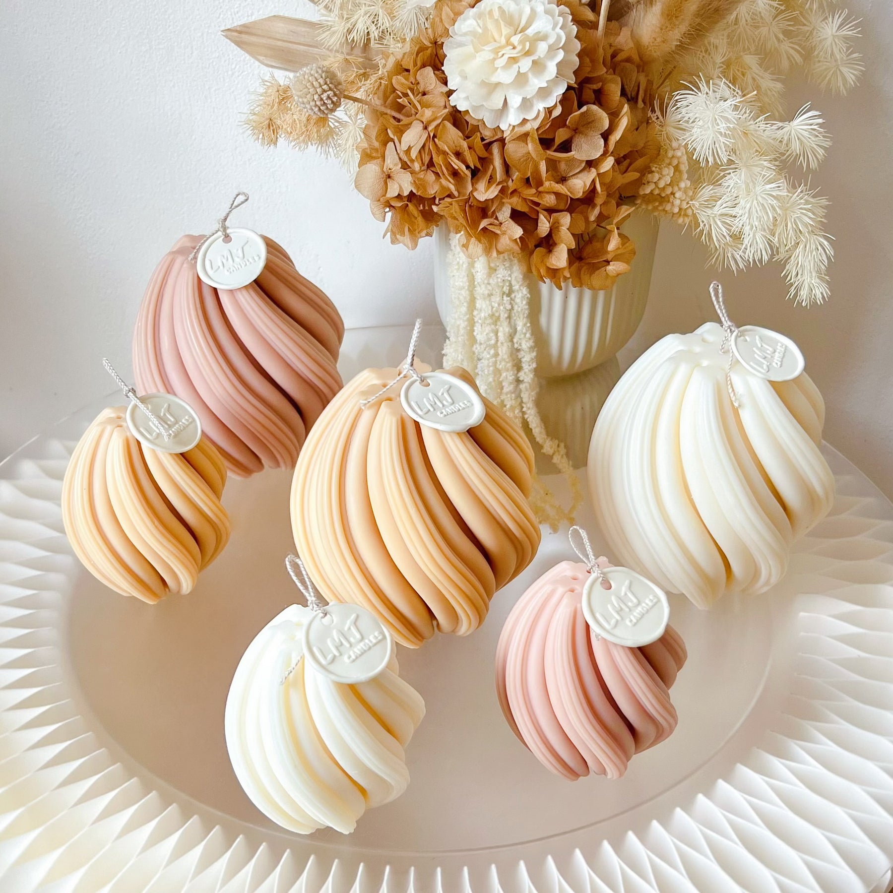 Centerpiece Home Décor - Swirl Sculptural Candle Set | LMJ Candles