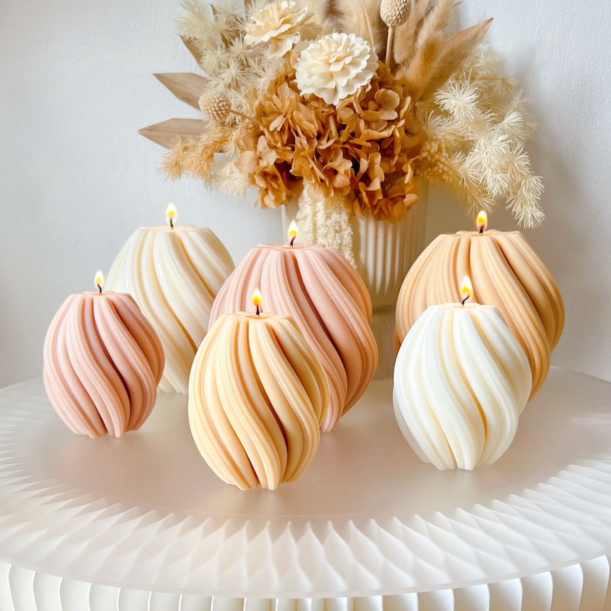 Centerpiece Home Décor - Swirl Sculptural Candle Set | LMJ Candles