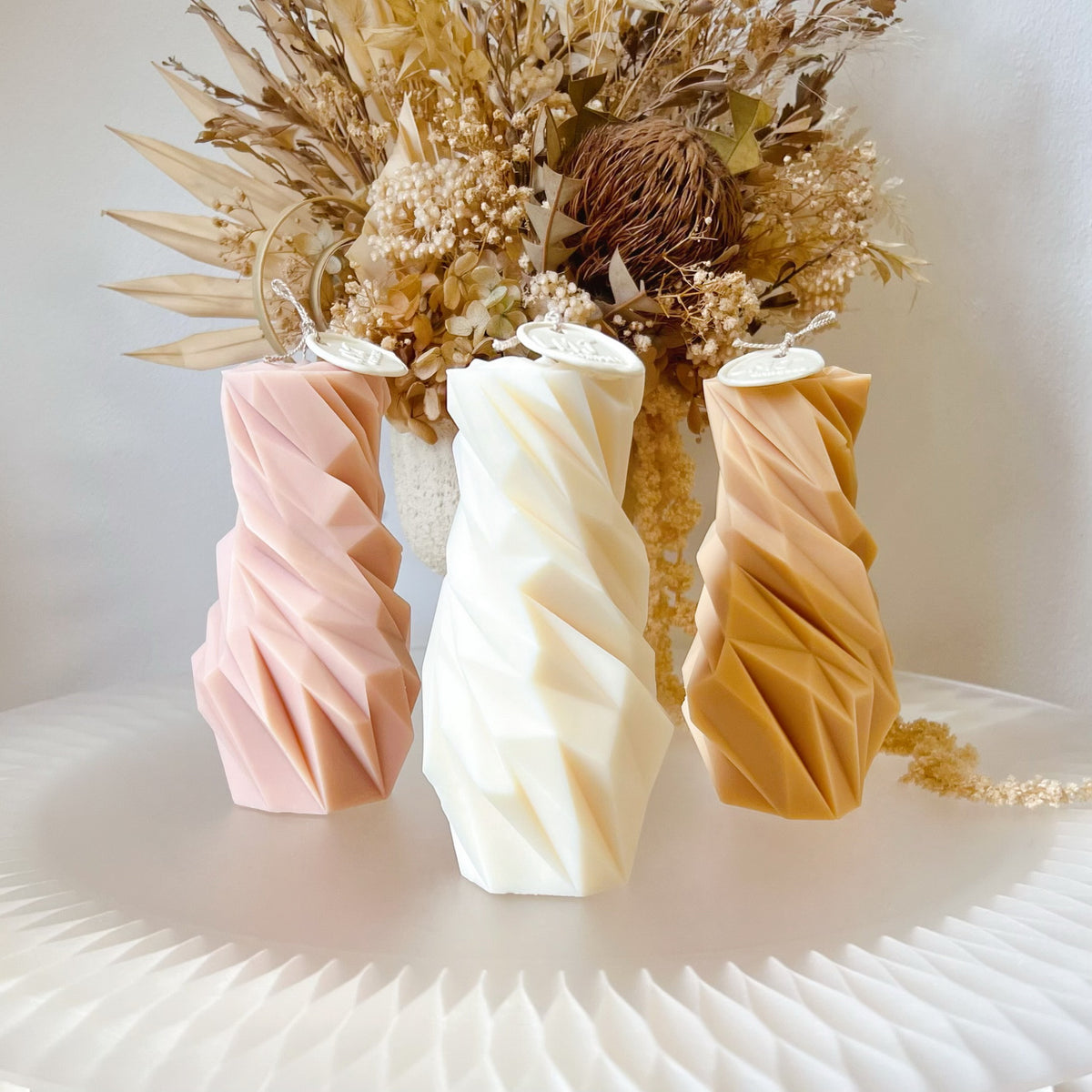 Diamond Scented Soy Pillar Candle, Column Candle - LMJ Candles