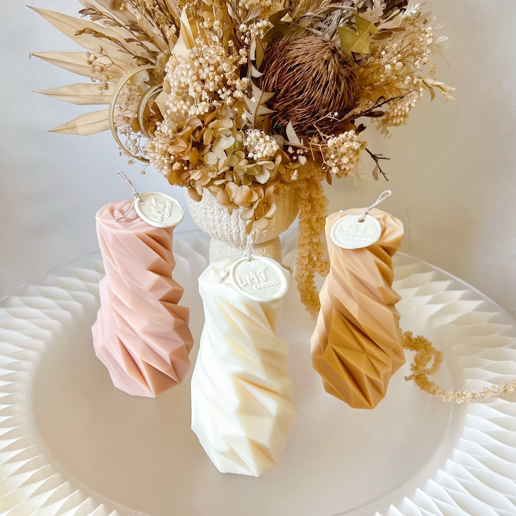 Diamond Scented Soy Pillar Candle, Column Candle - LMJ Candles