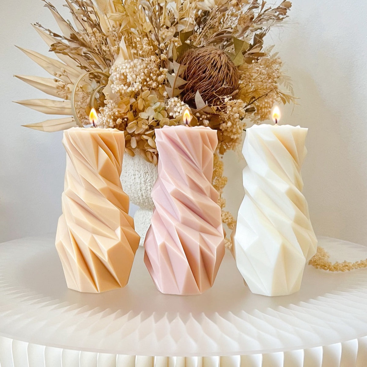 Diamond Scented Soy Pillar Candle, Column Candle - LMJ Candles